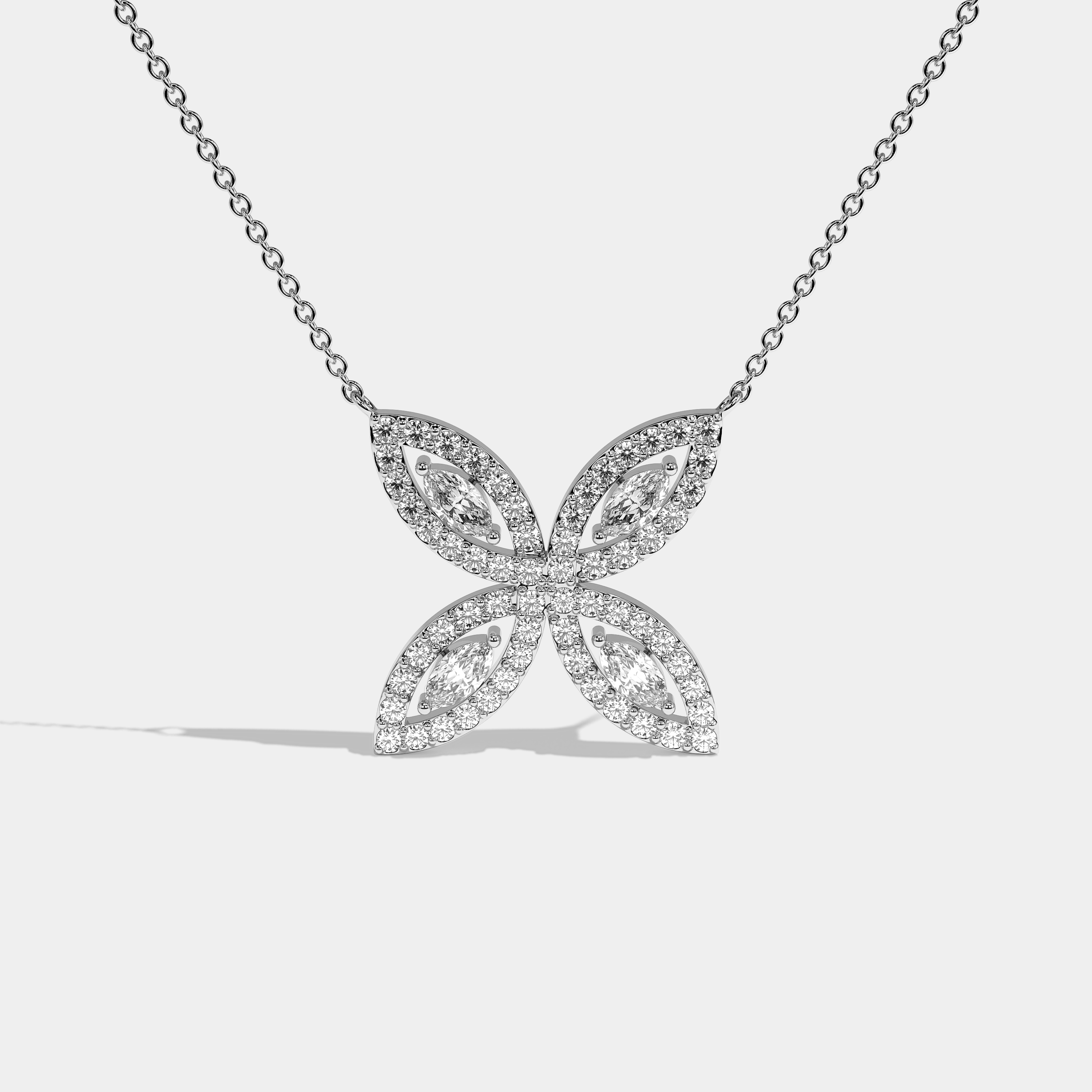 Mirror Diamond Marquise Cut White Gold necklace 5.00ct