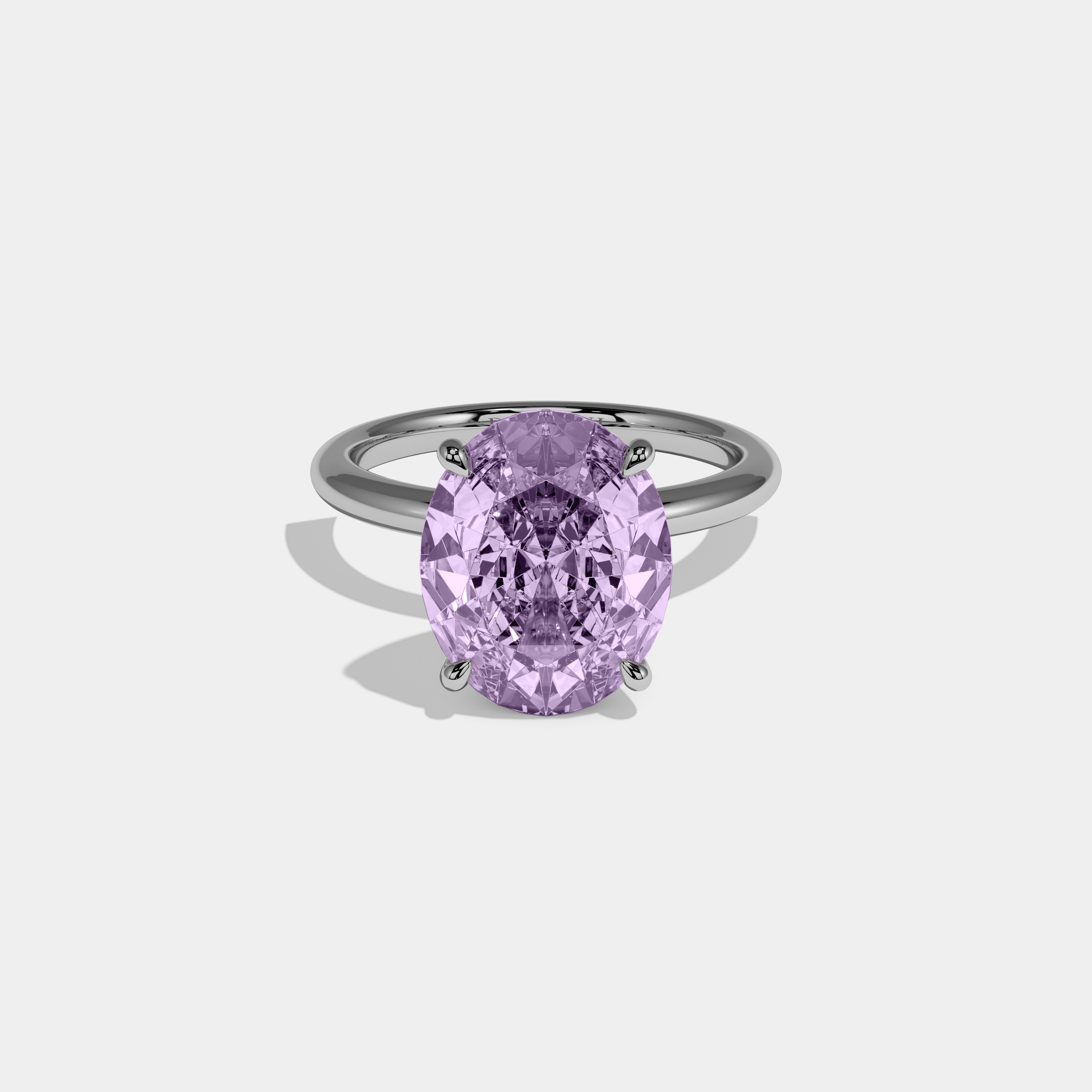Matilda Fancy Purple Oval Cut Diamond Plain Band Engagement Ring 6.5ct 18K White Gold