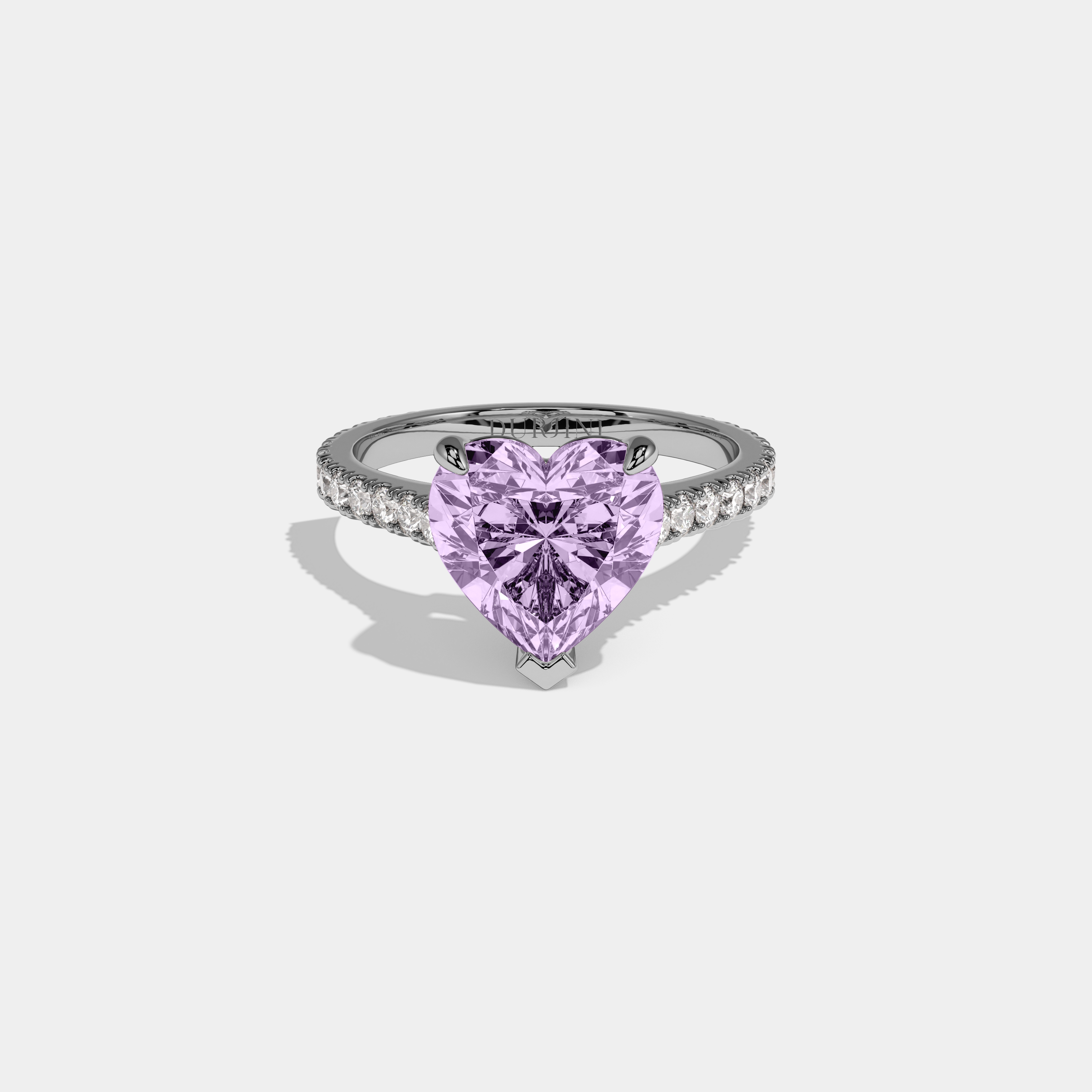 Matilda Fancy Purple Heart Cut Diamond Engagement Ring 7ct 18K White Gold