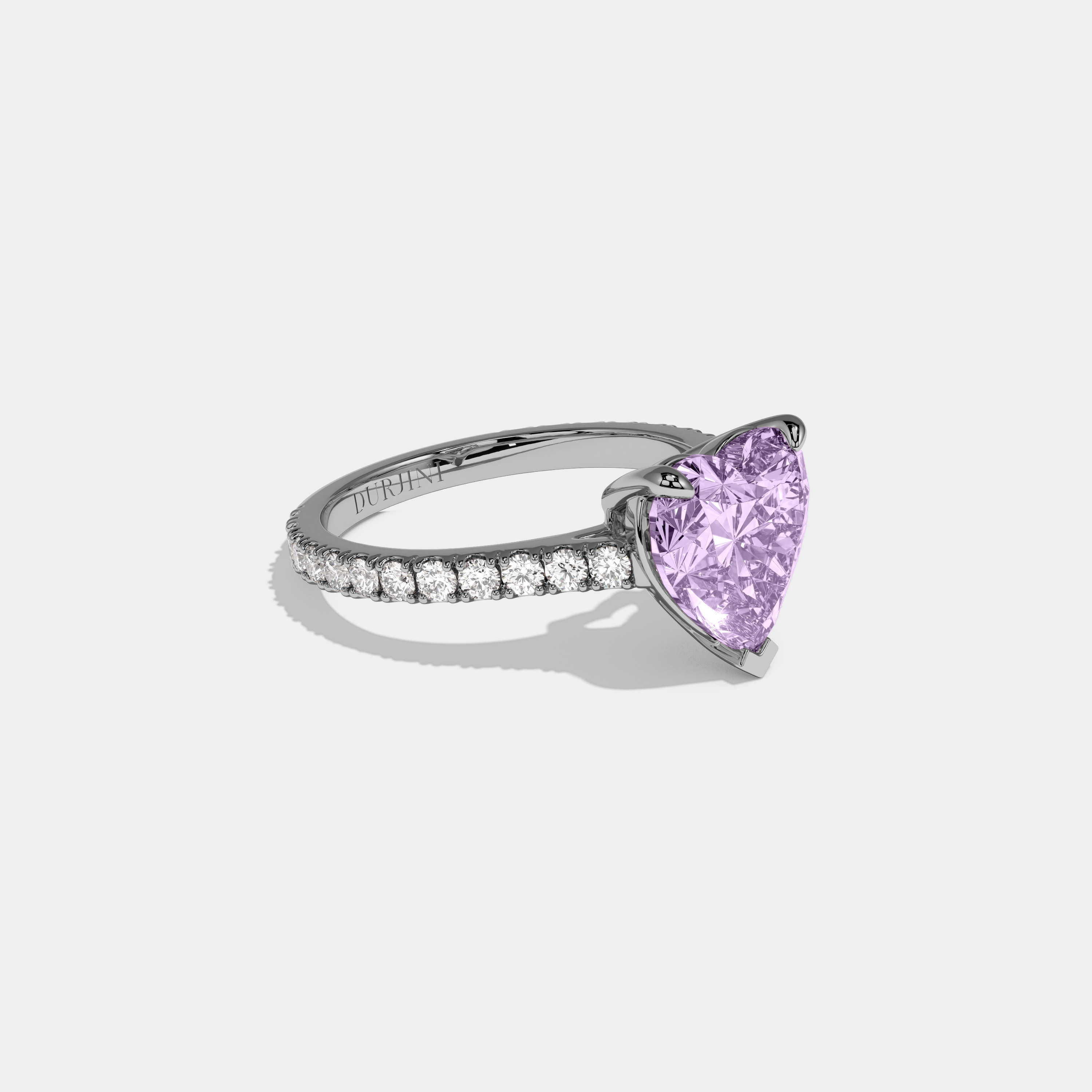 Matilda Fancy Purple Heart Cut Diamond Engagement Ring 7ct 18K White Gold