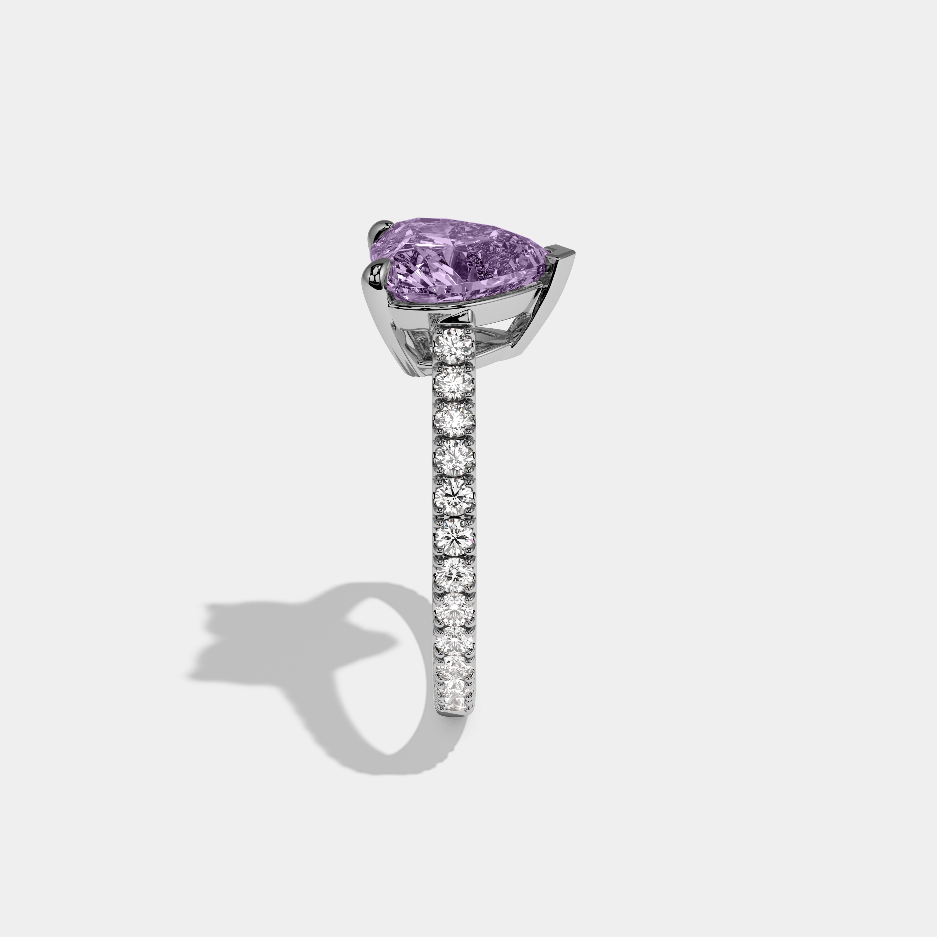 Matilda Fancy Purple Heart Cut Diamond Engagement Ring 7ct 18K White Gold
