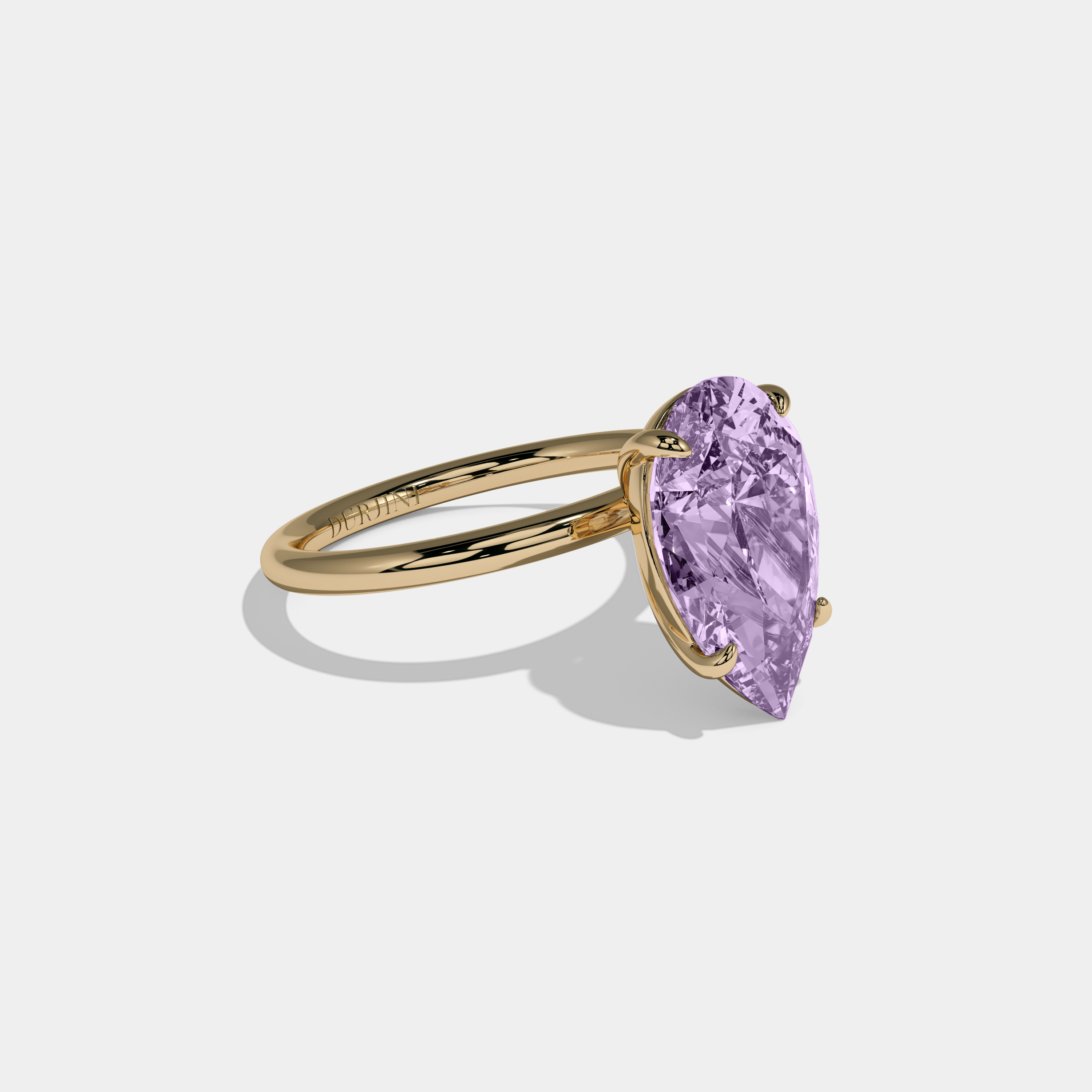 Catherine Fancy Purple Pear Cut Diamond Plain Band Engagement Ring 6ct 18K Yellow Gold