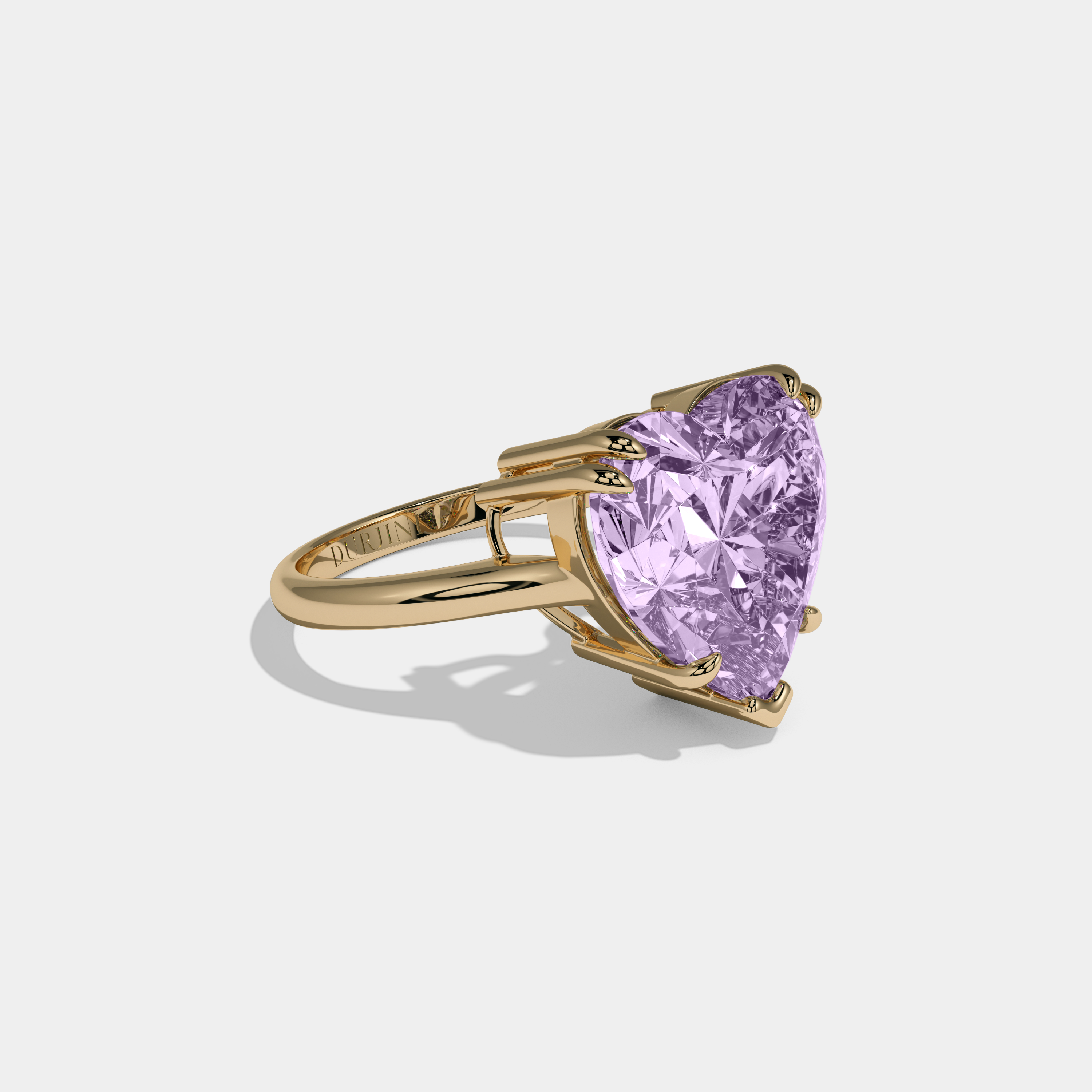 Catherine Fancy Purple Heart Brilliant Cut Diamond Plain Band Engagement Ring 6ct 18K Yellow Gold