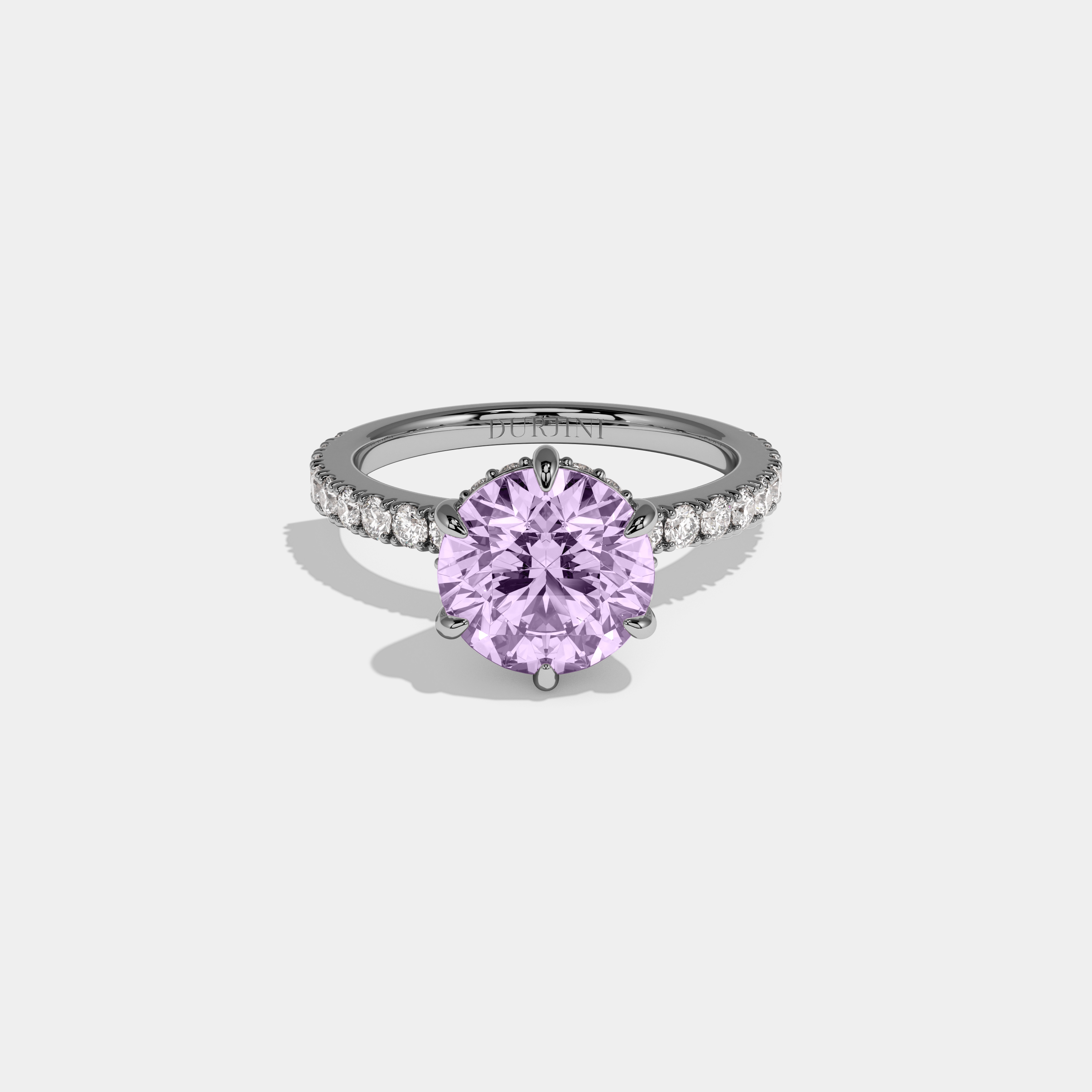 Alice Fancy Purple Round Brilliant Cut Diamond Band Engagement Ring 6ct 18K White Gold