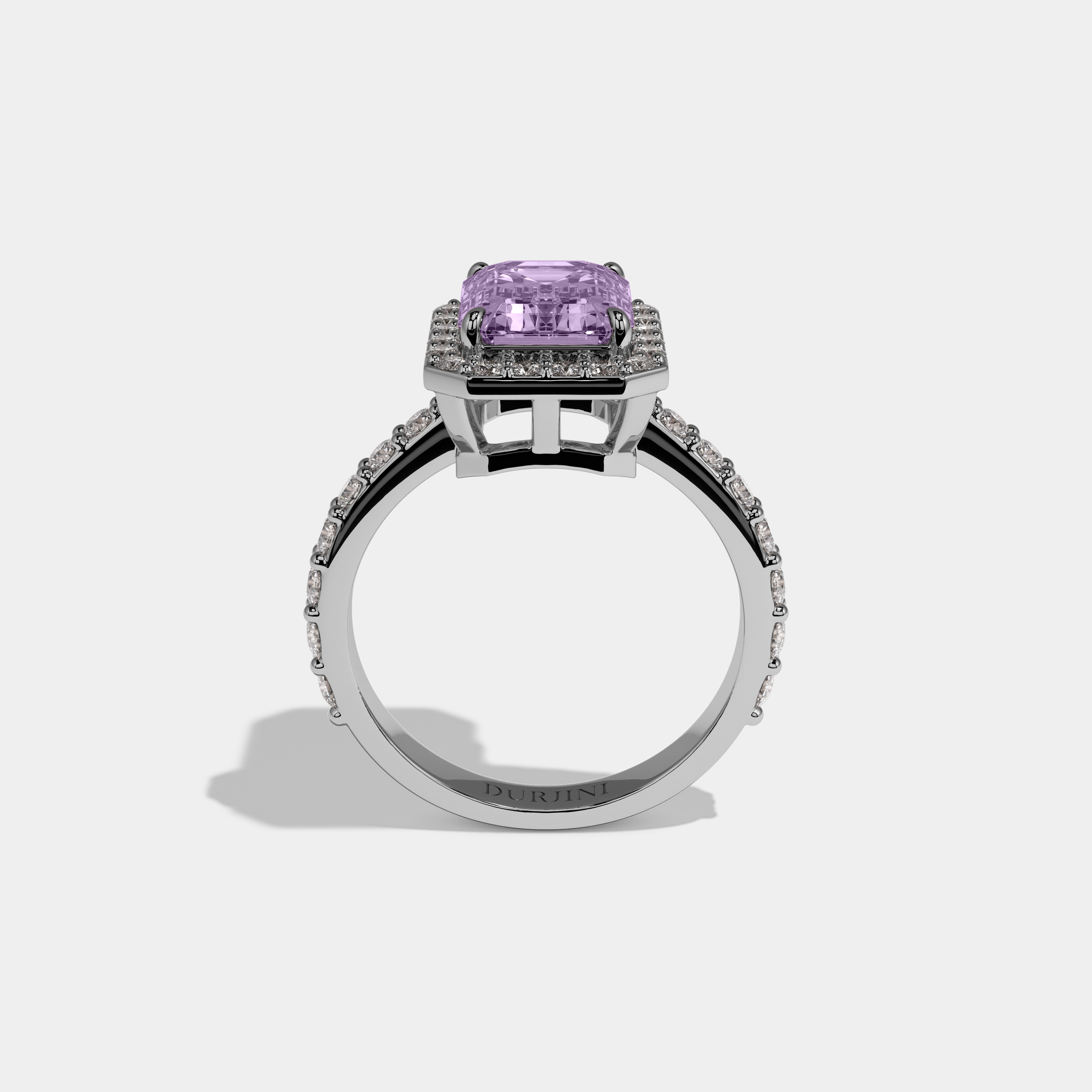 Lavinia Fancy Purple Emerald Cut Diamond Band Engagement Ring 6ct 18K White Gold