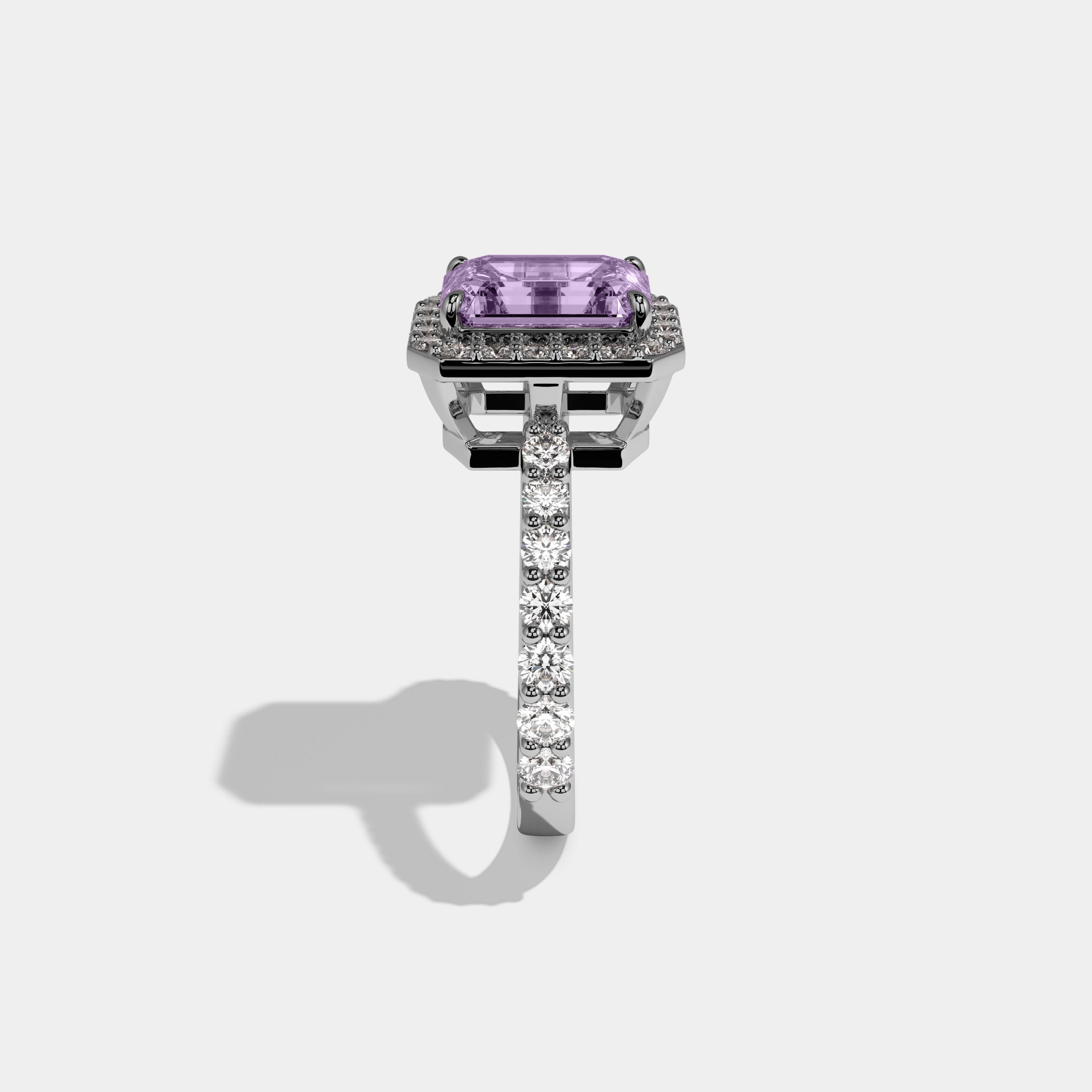 Lavinia Fancy Purple Emerald Cut Diamond Band Engagement Ring 6ct 18K White Gold