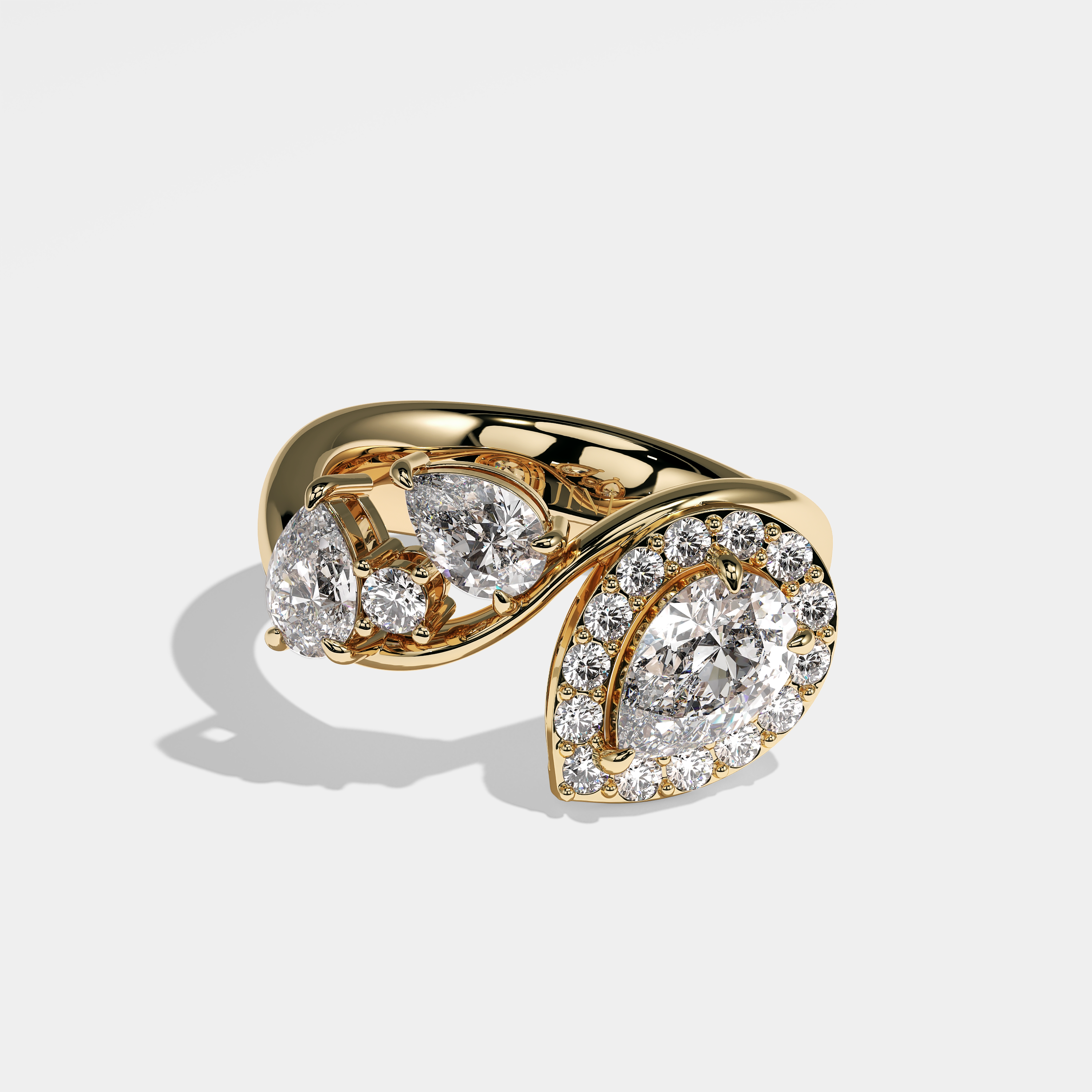 Blanche Diamond Pear Engagement Ring 18K Yellow Gold 6.00ct