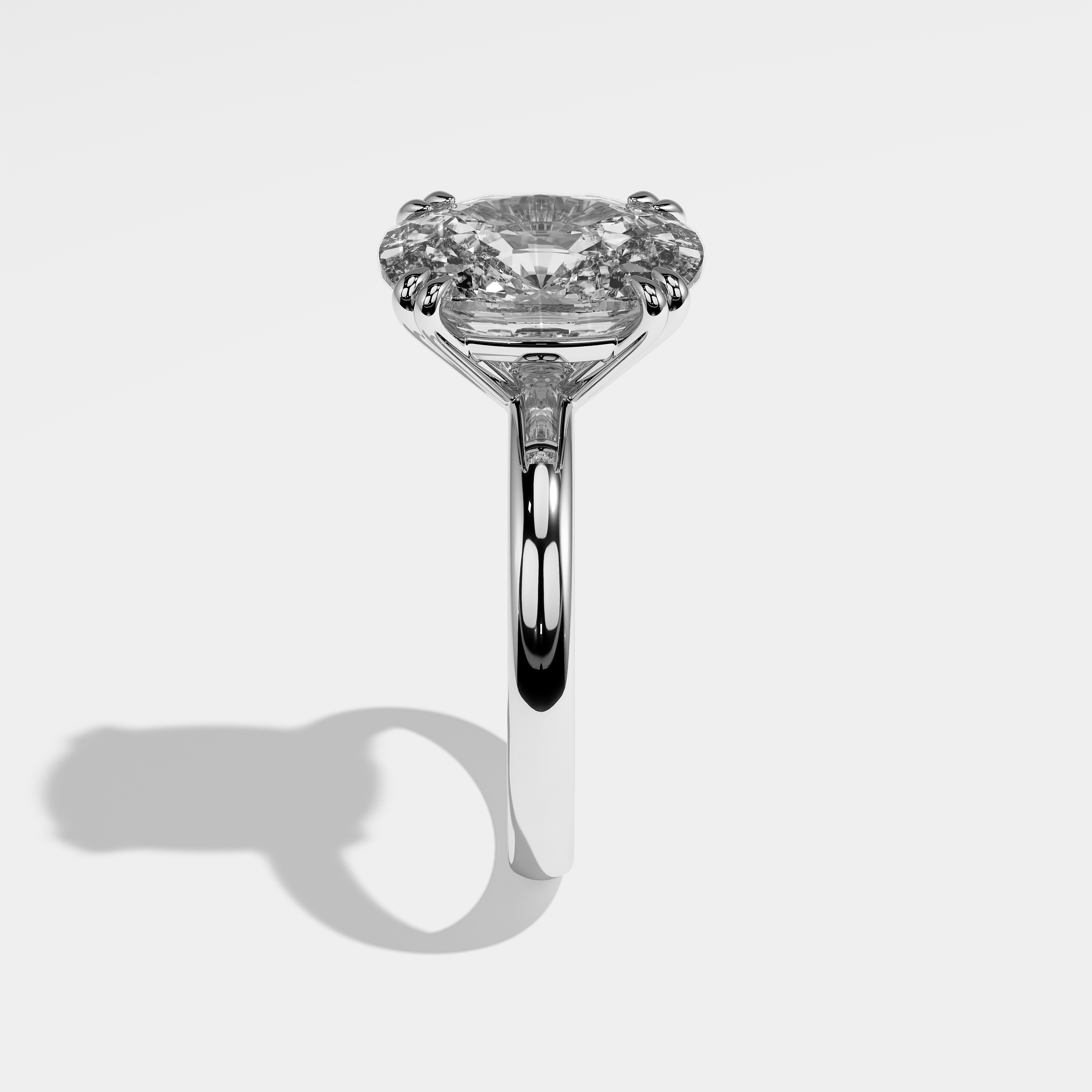 Monaco Diamond Cushion Engagement Ring 18K White Gold 4.00ct