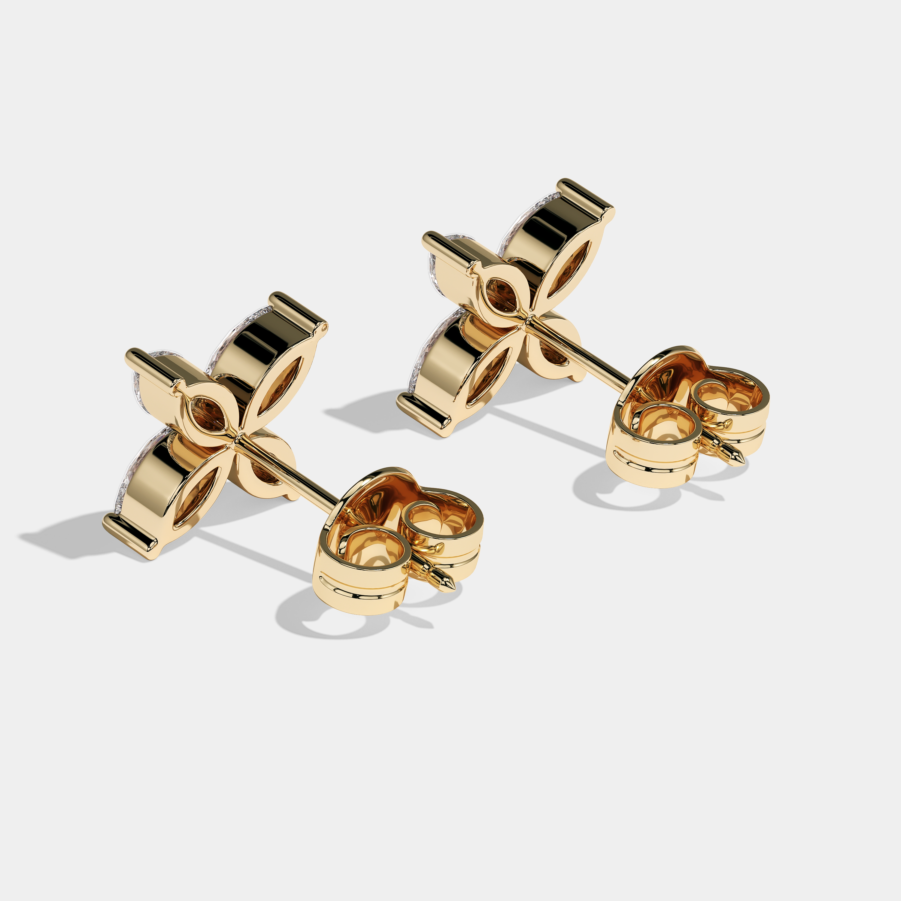 Marquee Marquise Cut Diamond Earrings Yellow Gold 2.00ct