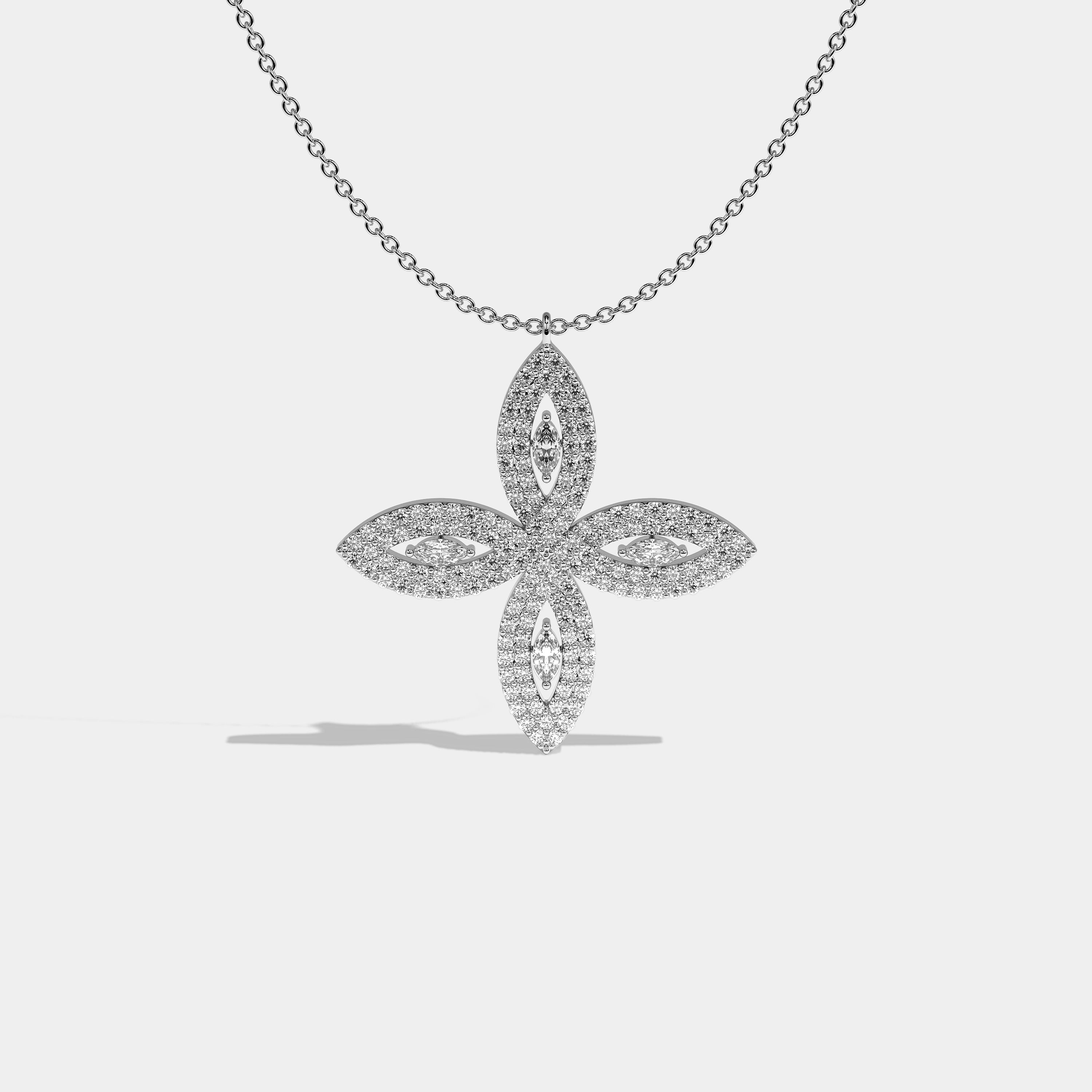 Durjini Sacrifice Diamond Marquise Cut White Gold necklace 5.50ct