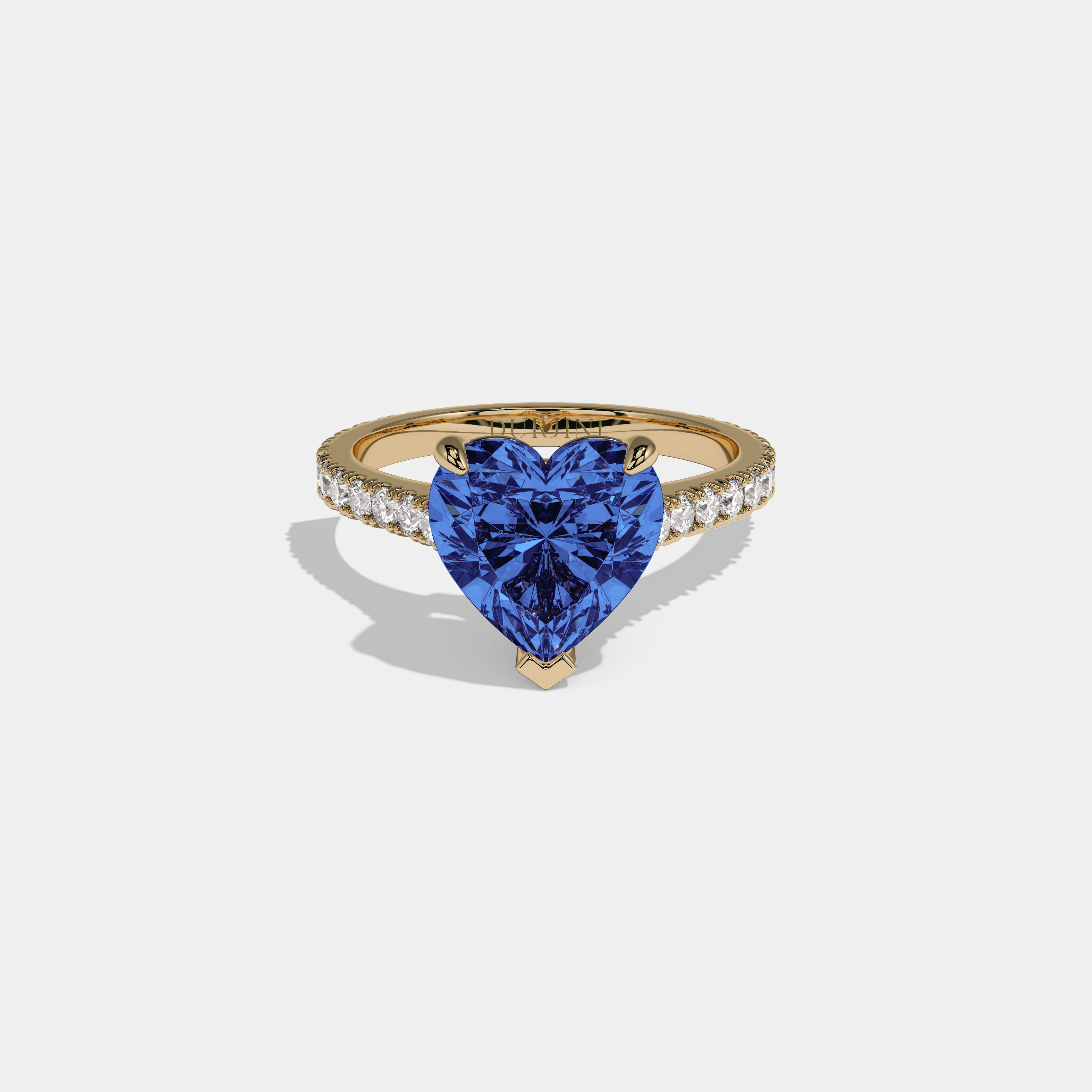 Mary Fancy Dark Blue Heart Cut Diamond Engagement Ring 7ct 18K Yellow Gold