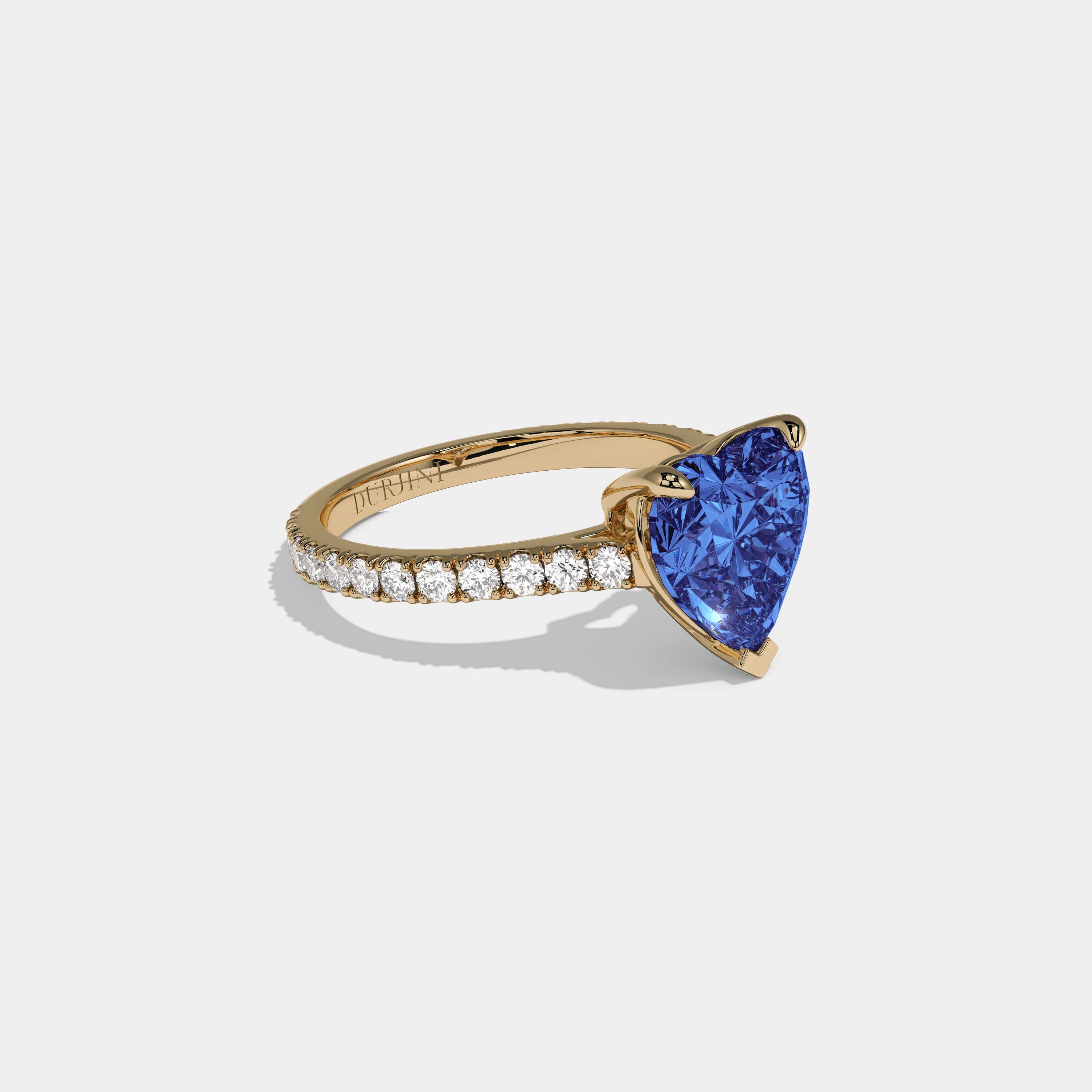 Mary Fancy Dark Blue Heart Cut Diamond Engagement Ring 7ct 18K Yellow Gold