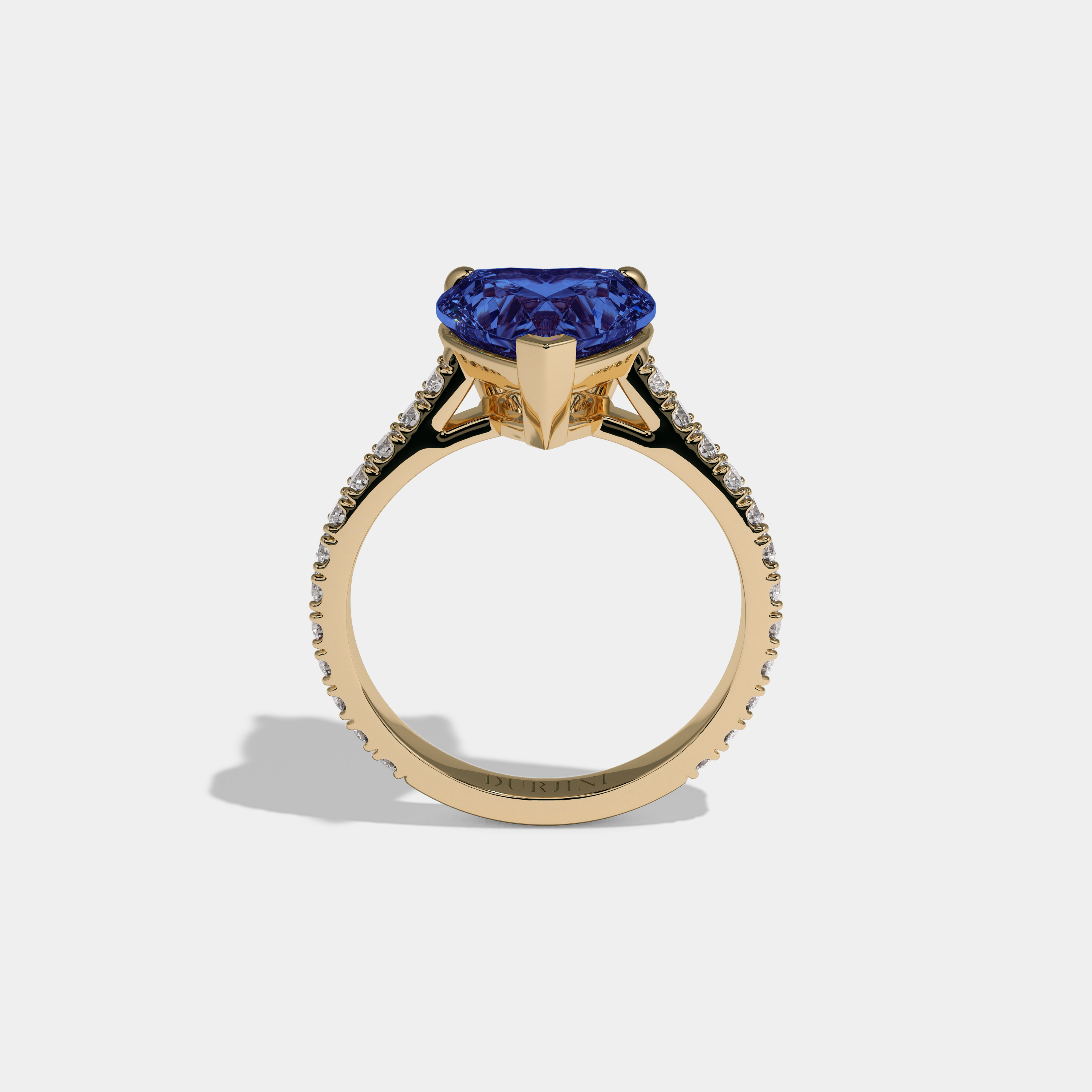 Mary Fancy Dark Blue Heart Cut Diamond Engagement Ring 7ct 18K Yellow Gold