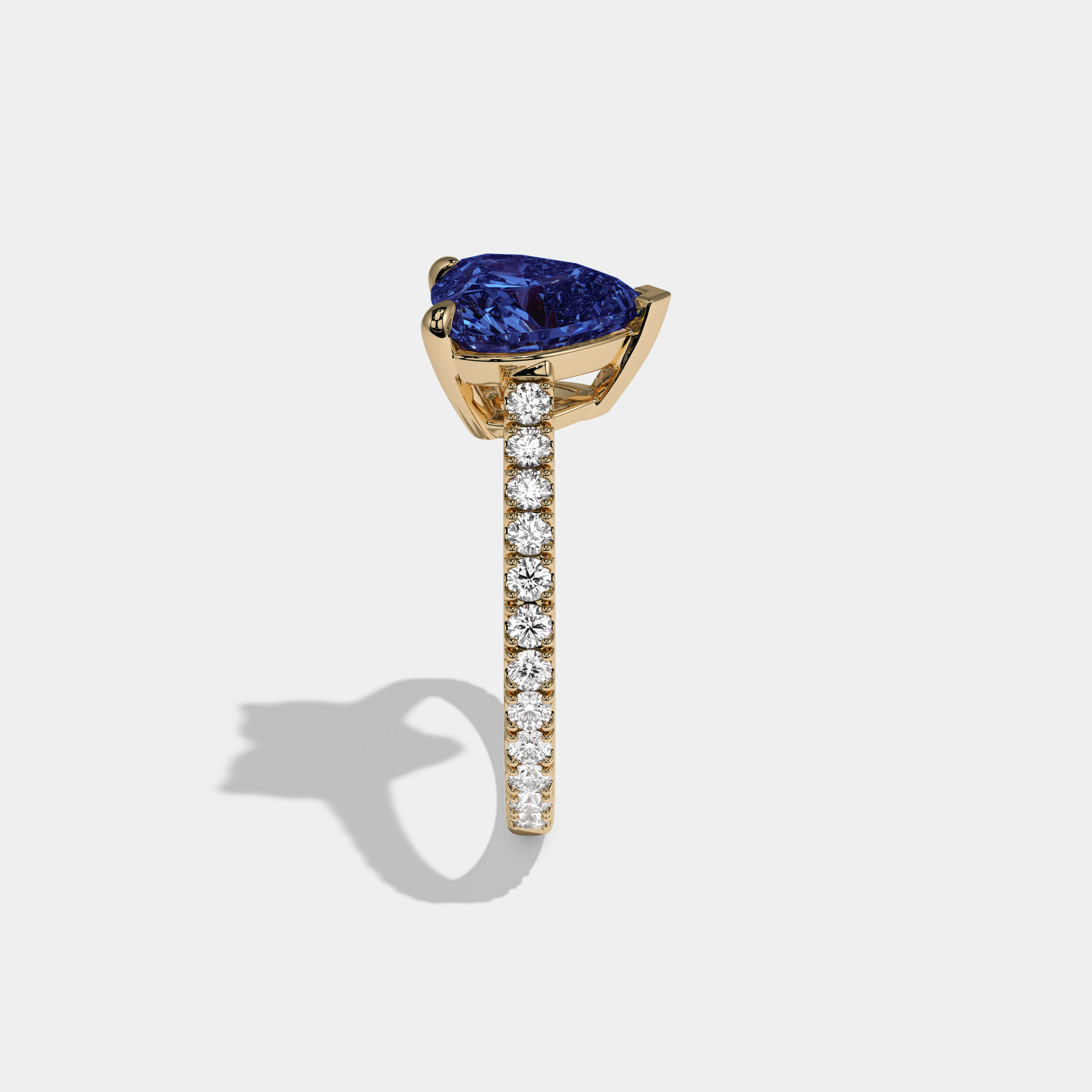 Mary Fancy Dark Blue Heart Cut Diamond Engagement Ring 7ct 18K Yellow Gold