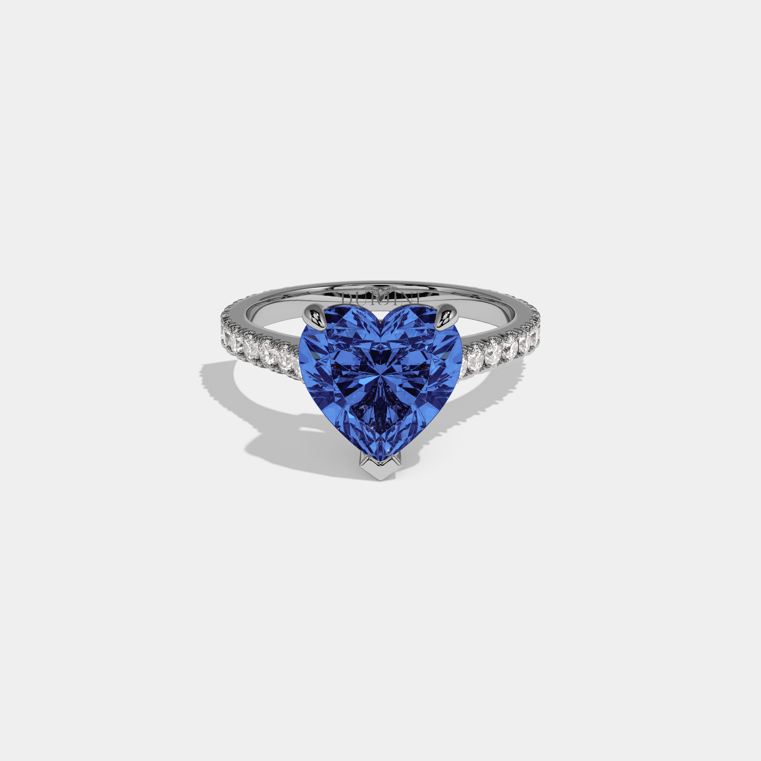 Sophia Fancy Dark Blue Heart Cut Diamond Engagement Ring 7ct 18K White Gold