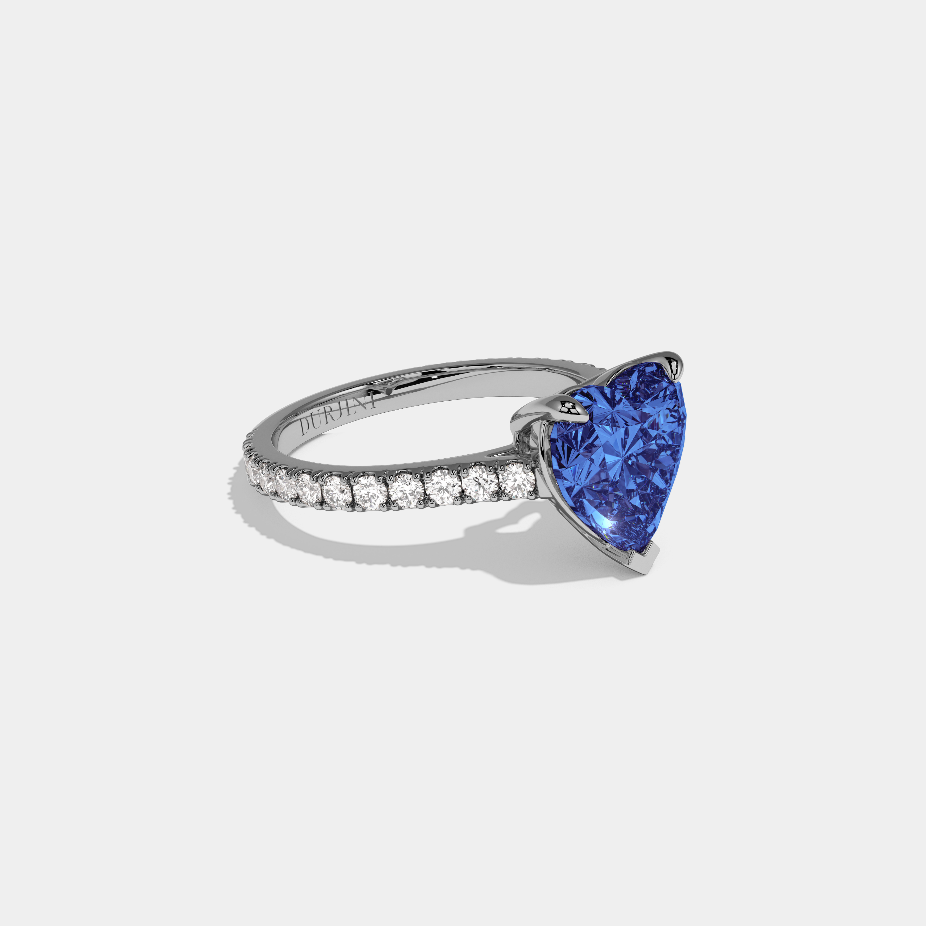 Sophia Fancy Dark Blue Heart Cut Diamond Engagement Ring 7ct 18K White Gold