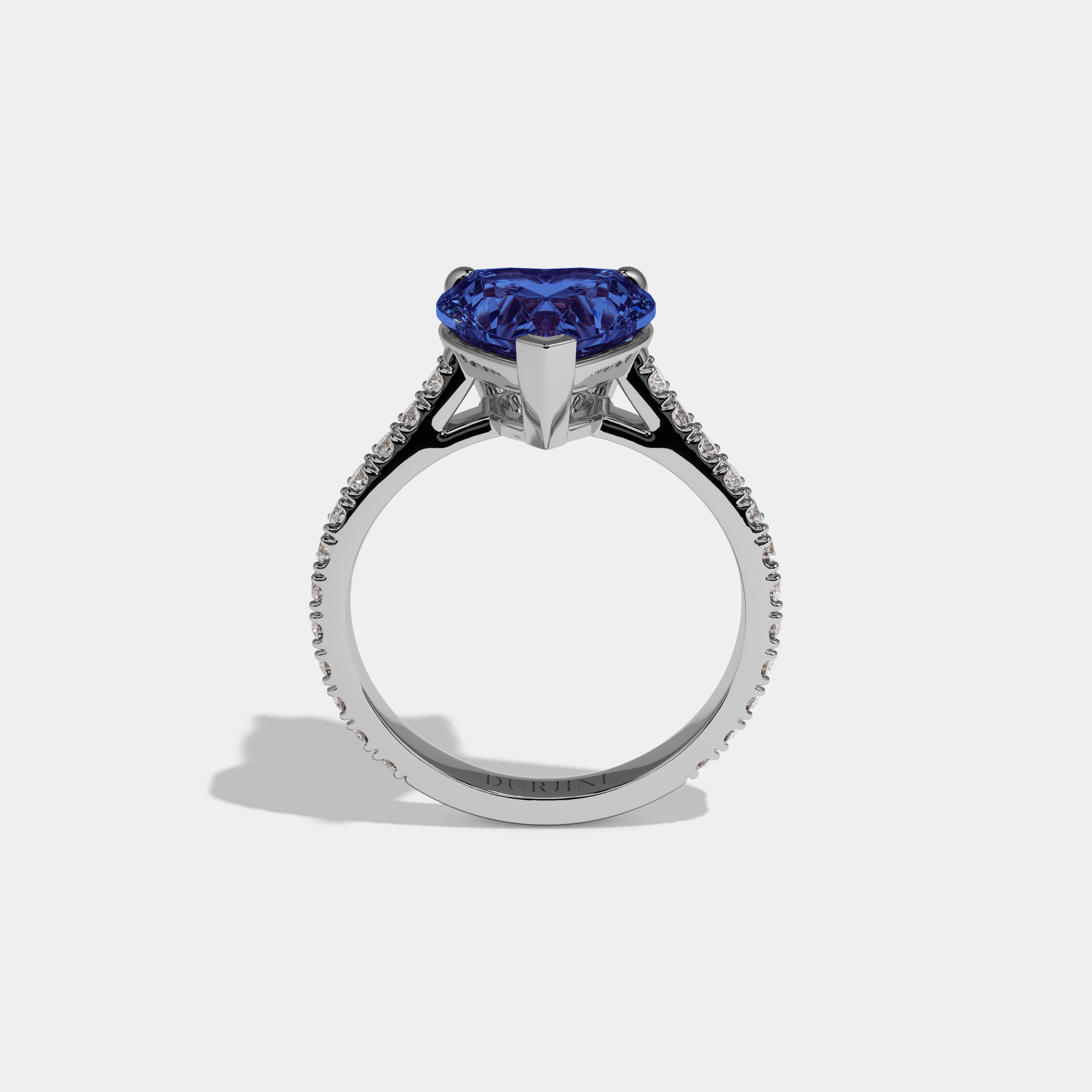 Sophia Fancy Dark Blue Heart Cut Diamond Engagement Ring 7ct 18K White Gold