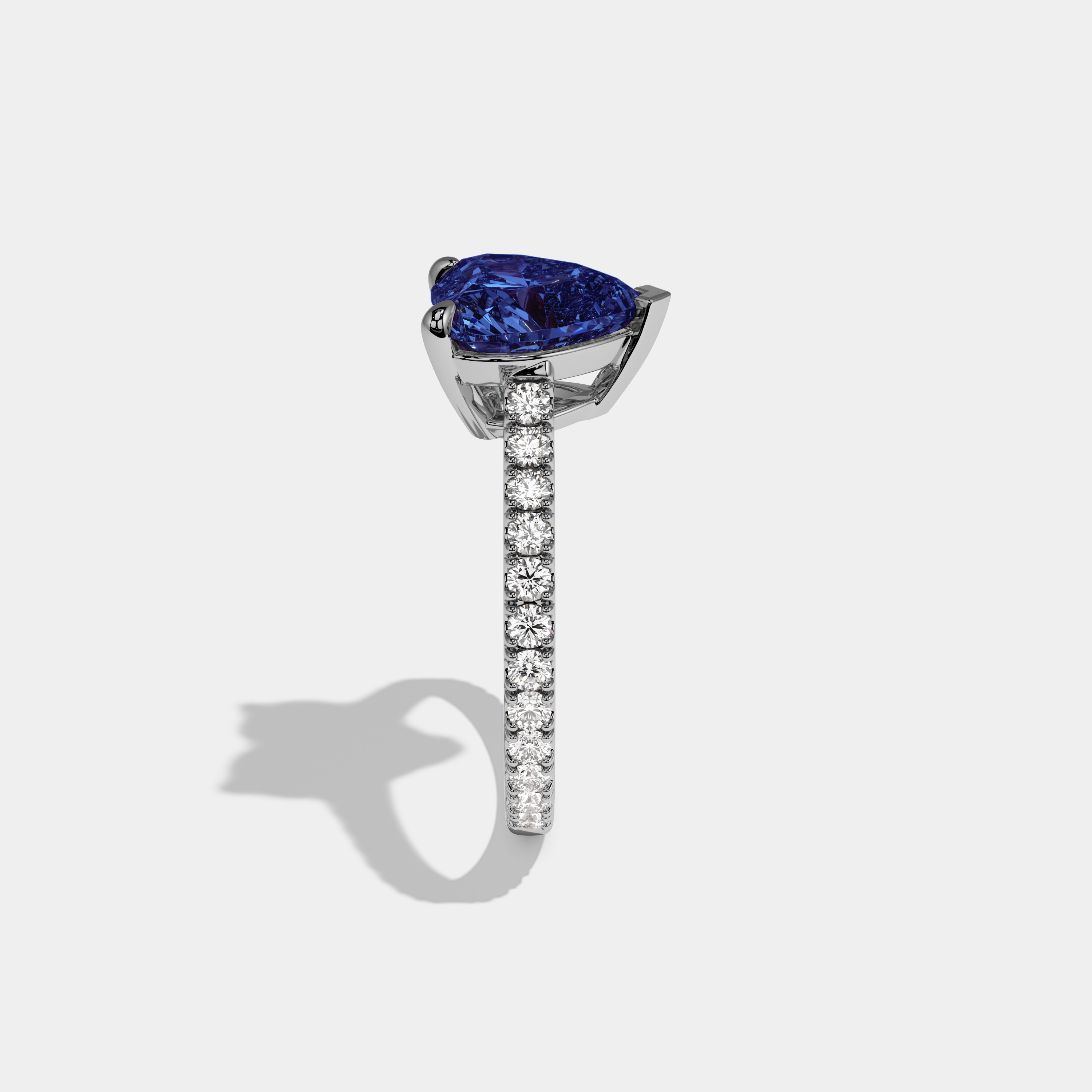 Sophia Fancy Dark Blue Heart Cut Diamond Engagement Ring 7ct 18K White Gold