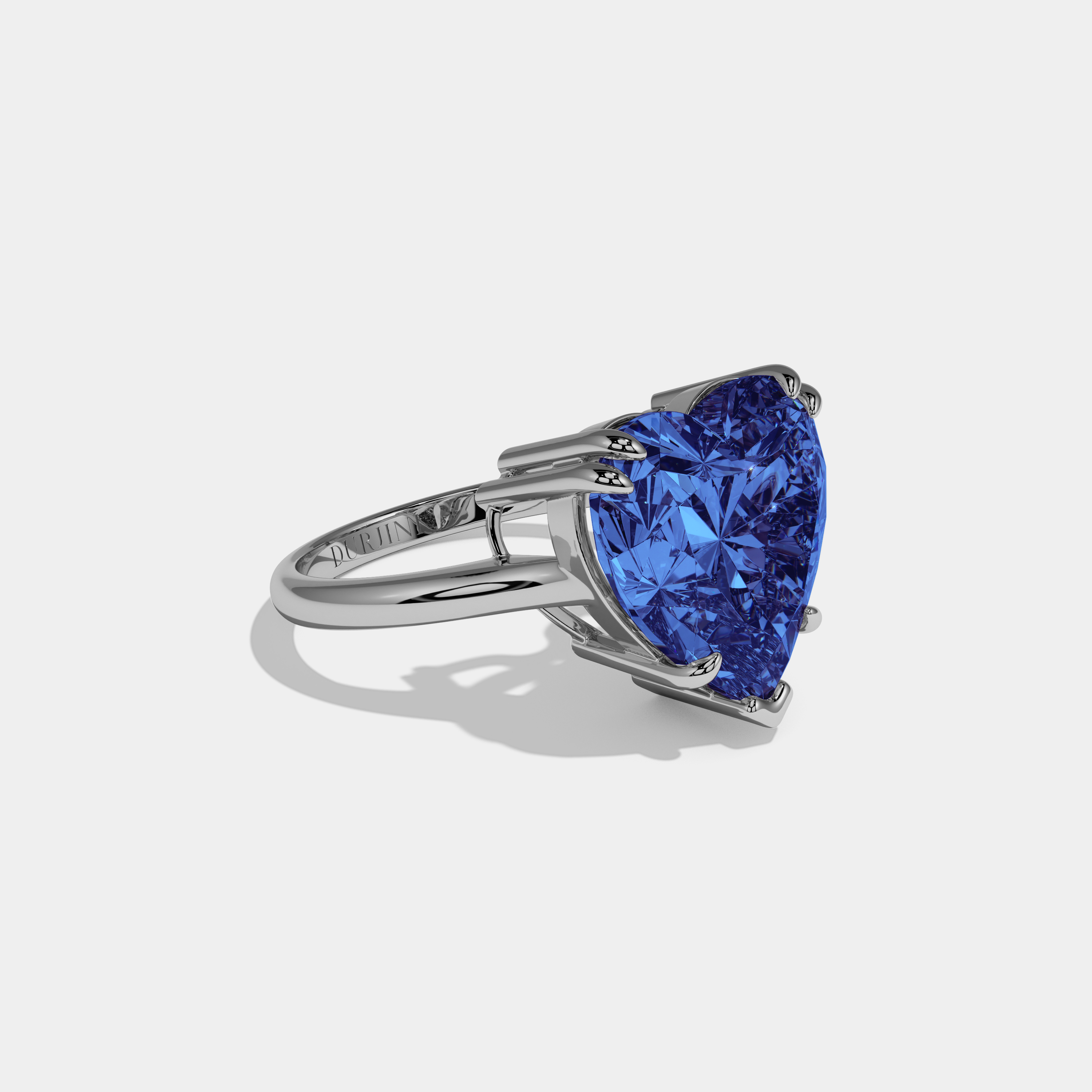 Louise Fancy Dark Blue Heart Brilliant Cut Diamond Plain Band Engagement Ring 6ct 18K White Gold
