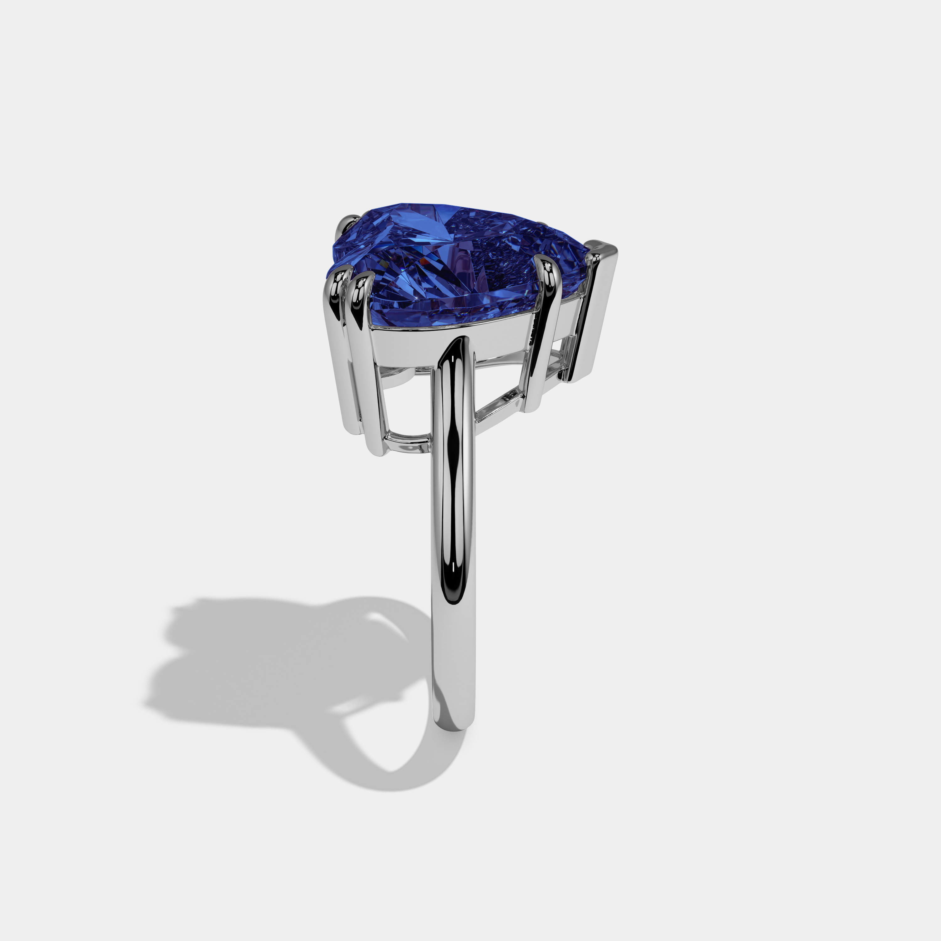 Louise Fancy Dark Blue Heart Brilliant Cut Diamond Plain Band Engagement Ring 6ct 18K White Gold