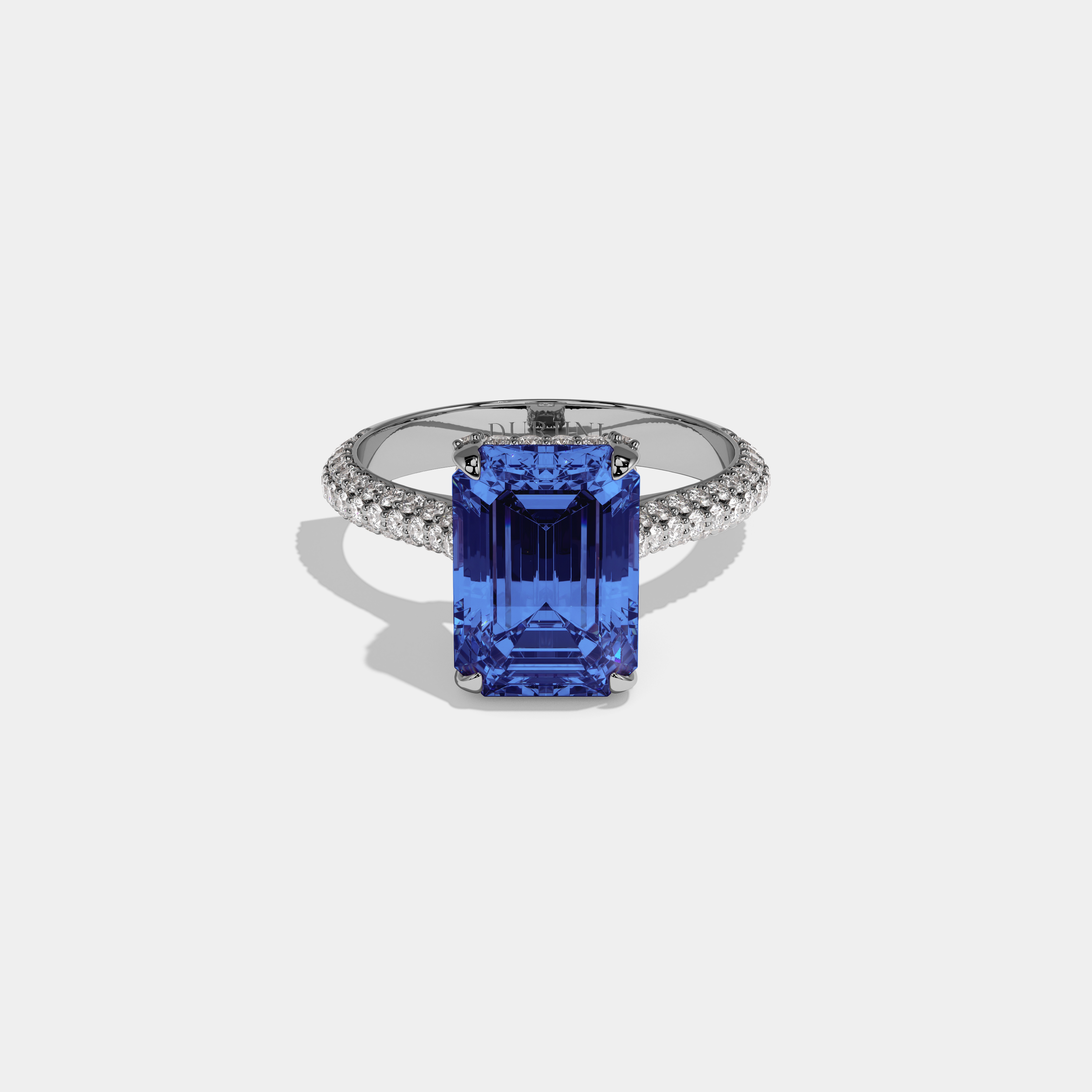 Caroline Fancy Orange Emerald Cut Diamond Band Engagement Ring 6ct 18K White Gold