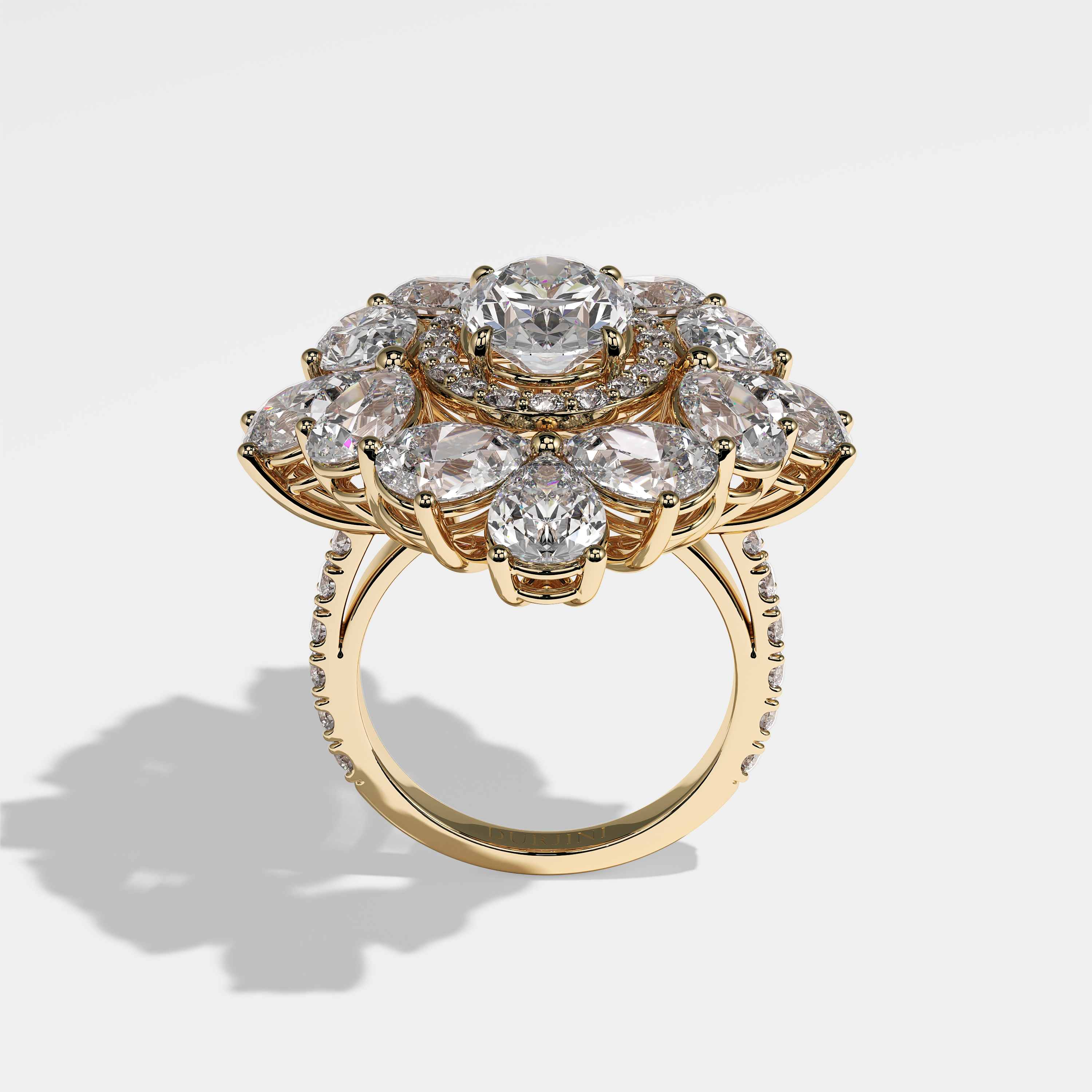 Emblem Diamond Halo Engagement Ring 18K Yellow Gold 83.00ct IF