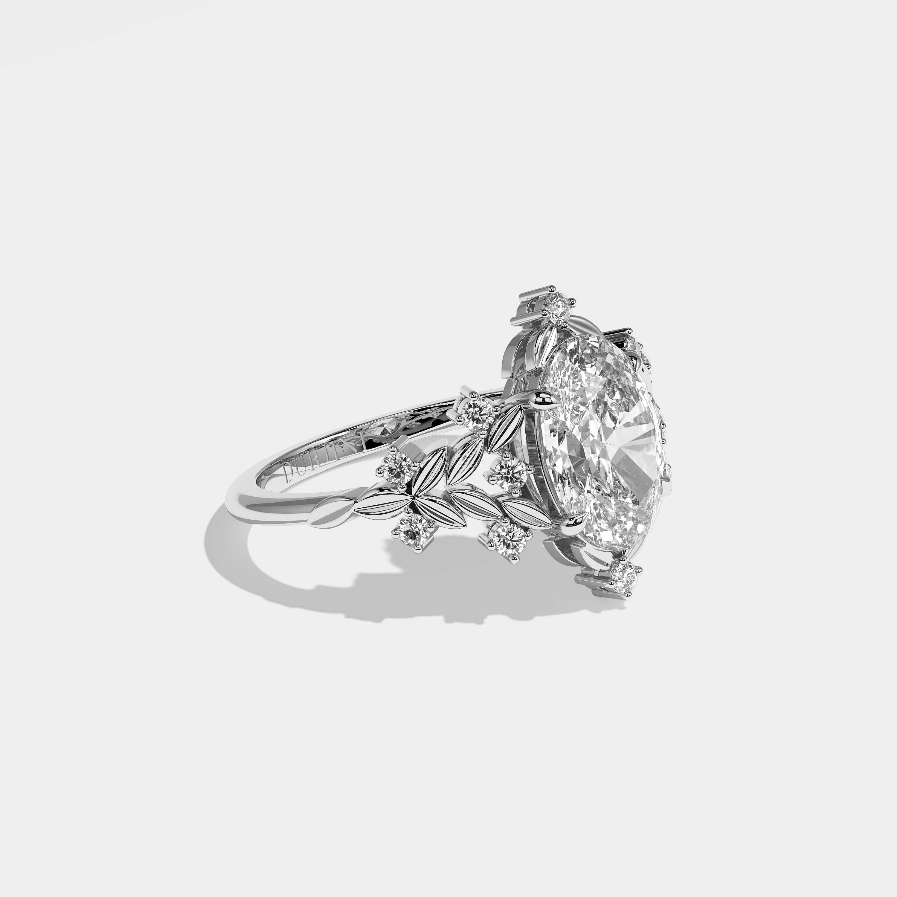 Right View – Kurbãni Durjini Mina Diamond Oval Engagement Ring White Gold