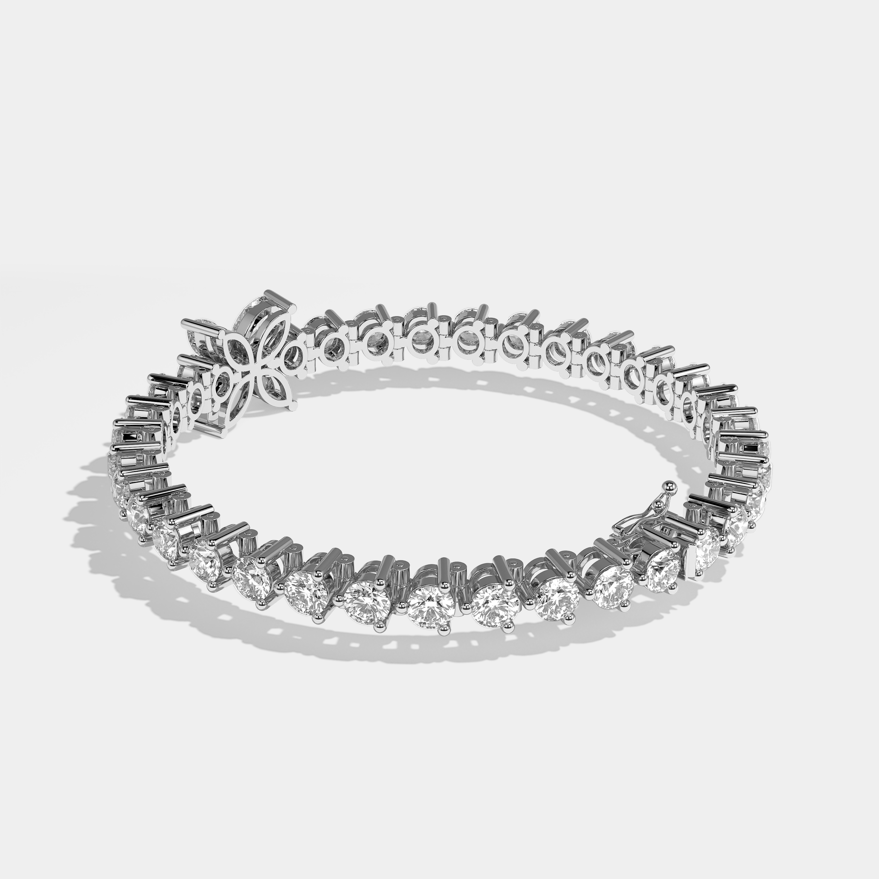 Durjini Tennis round brilliant diamond 3MM bracelet in 18K white gold by Kurbãni Durjini, side view