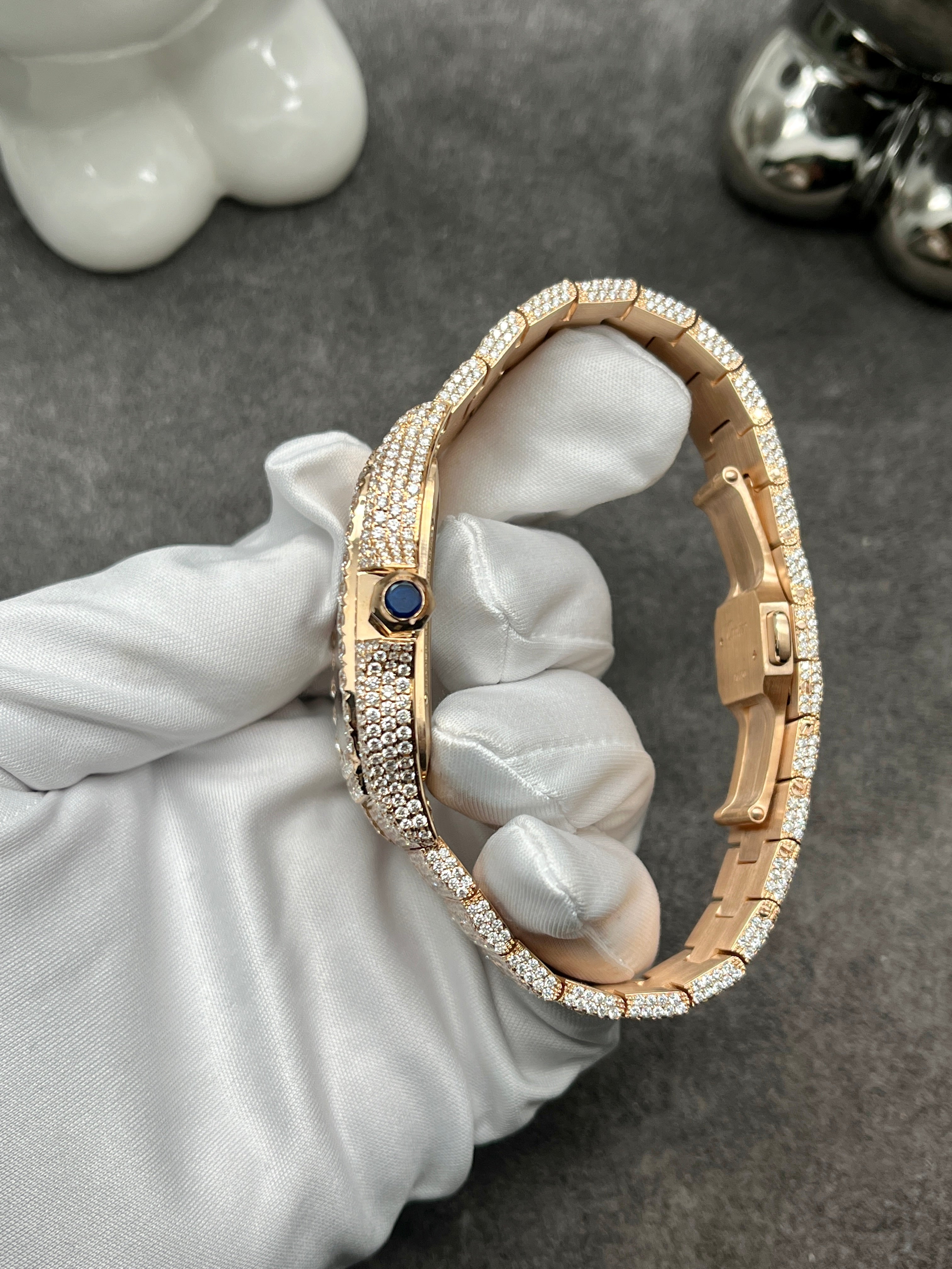 Cartier Santos XL Skeleton Diamond Pave Set Rose Gold WHSA0015