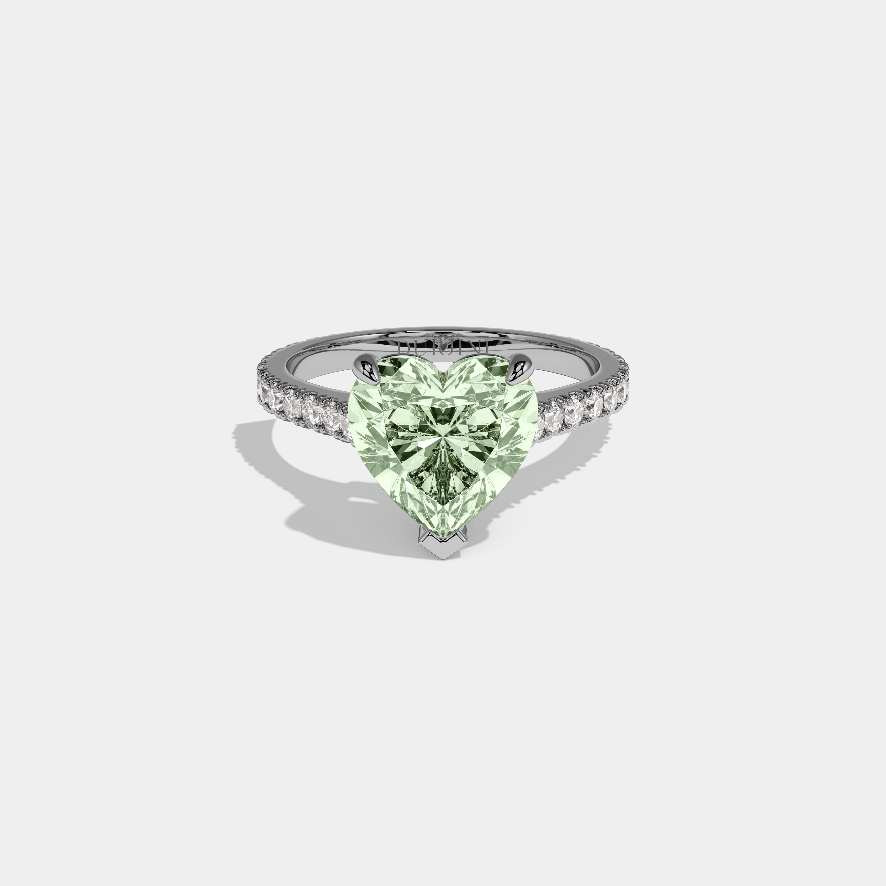 Alice Fancy Light Green Heart Cut Diamond Engagement Ring 7ct 18K White Gold