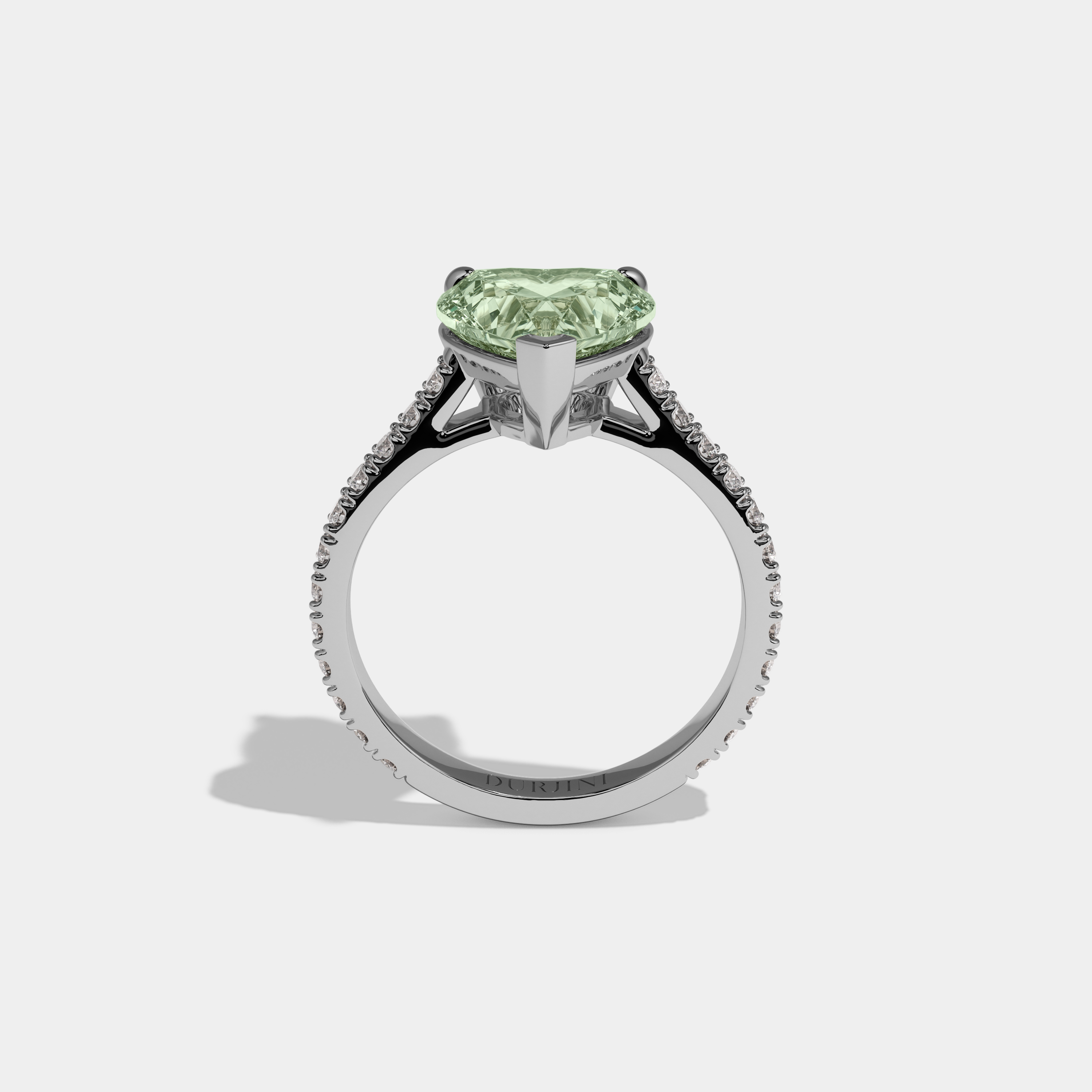 Alice Fancy Light Green Heart Cut Diamond Engagement Ring 7ct 18K White Gold