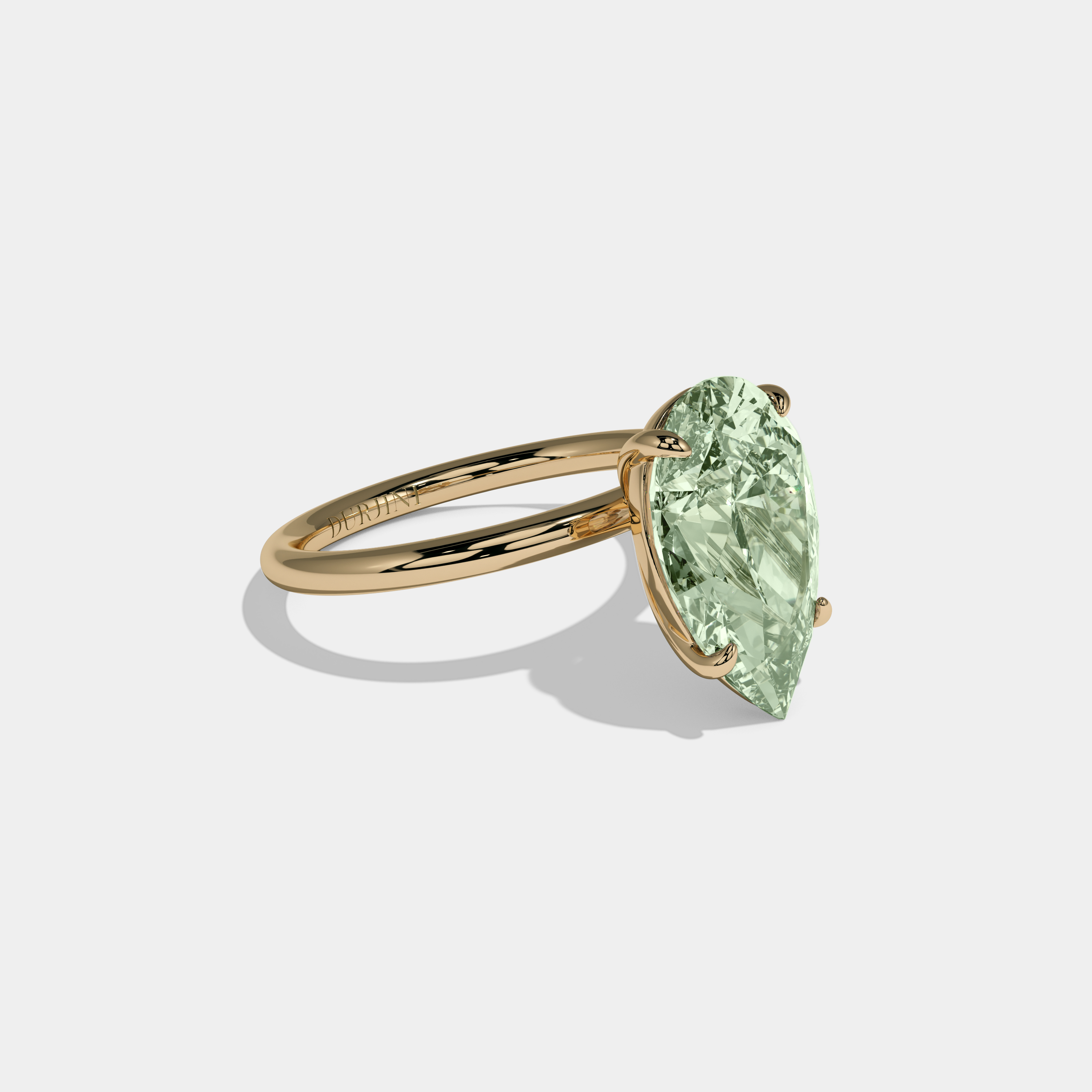 Margaret Fancy Light Green Pear Cut Diamond Plain Band Engagement Ring 6ct 18K Yellow Gold