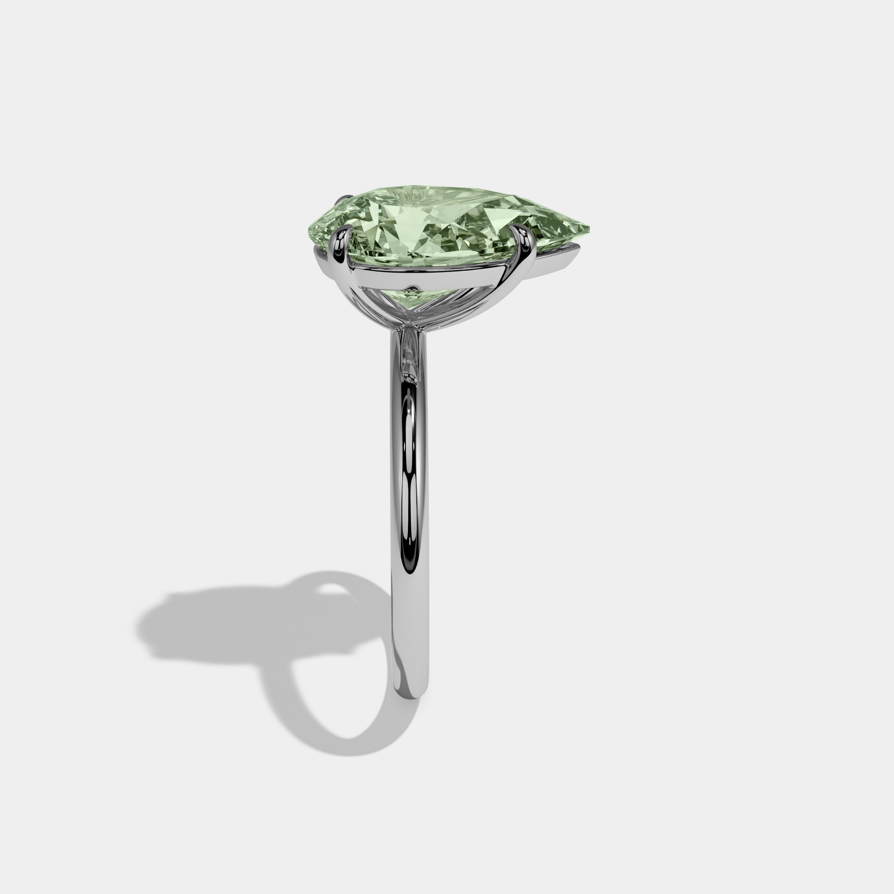 Matilda Fancy Light Green Pear Cut Diamond Plain Band Engagement Ring 6ct 18K White Gold