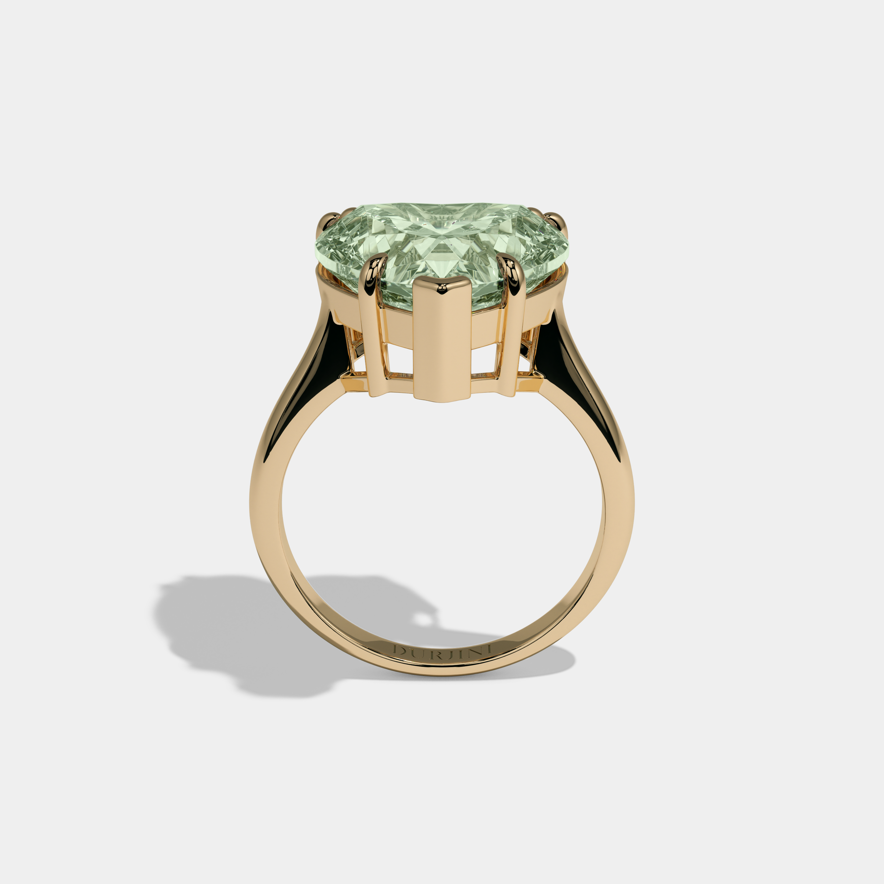 Margaret Fancy Light Green Heart Brilliant Cut Diamond Plain Band Engagement Ring 6ct 18K Yellow Gold
