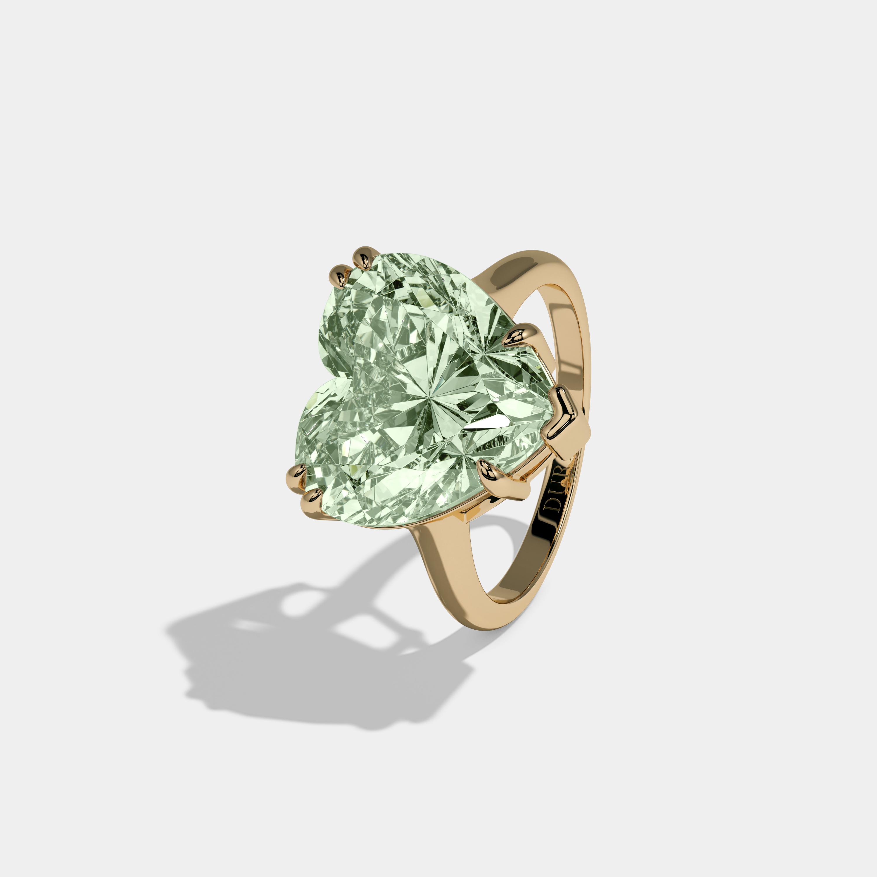 Margaret Fancy Light Green Heart Brilliant Cut Diamond Plain Band Engagement Ring 6ct 18K Yellow Gold