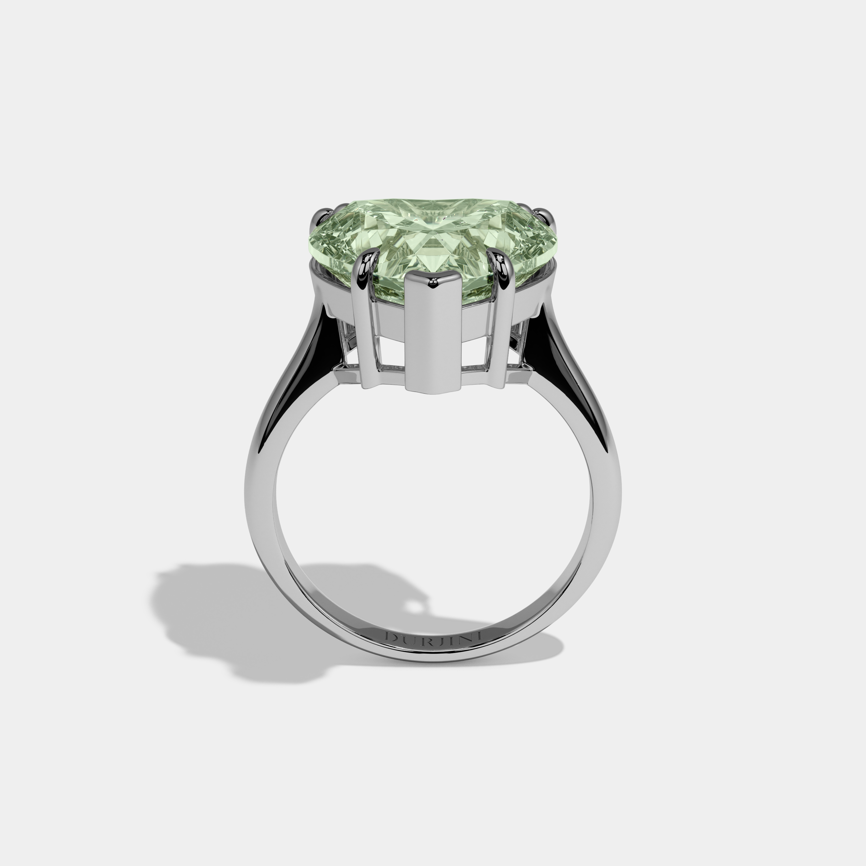 Matilda Fancy Light Green Heart Brilliant Cut Diamond Plain Band Engagement Ring 6ct 18K White Gold