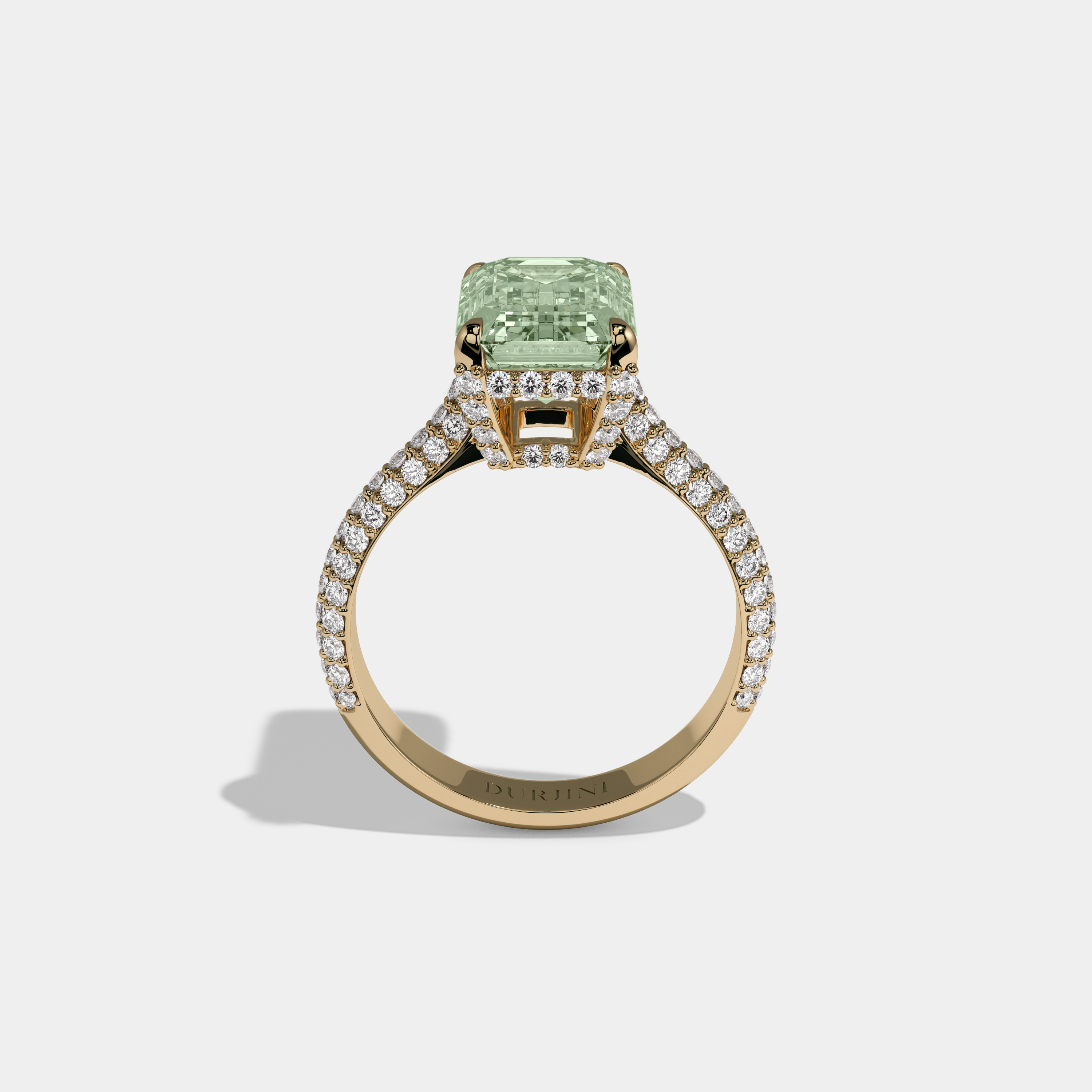 Margaret Fancy Light Green Emerald Cut Diamond Band Engagement Ring 6ct 18K Yellow Gold