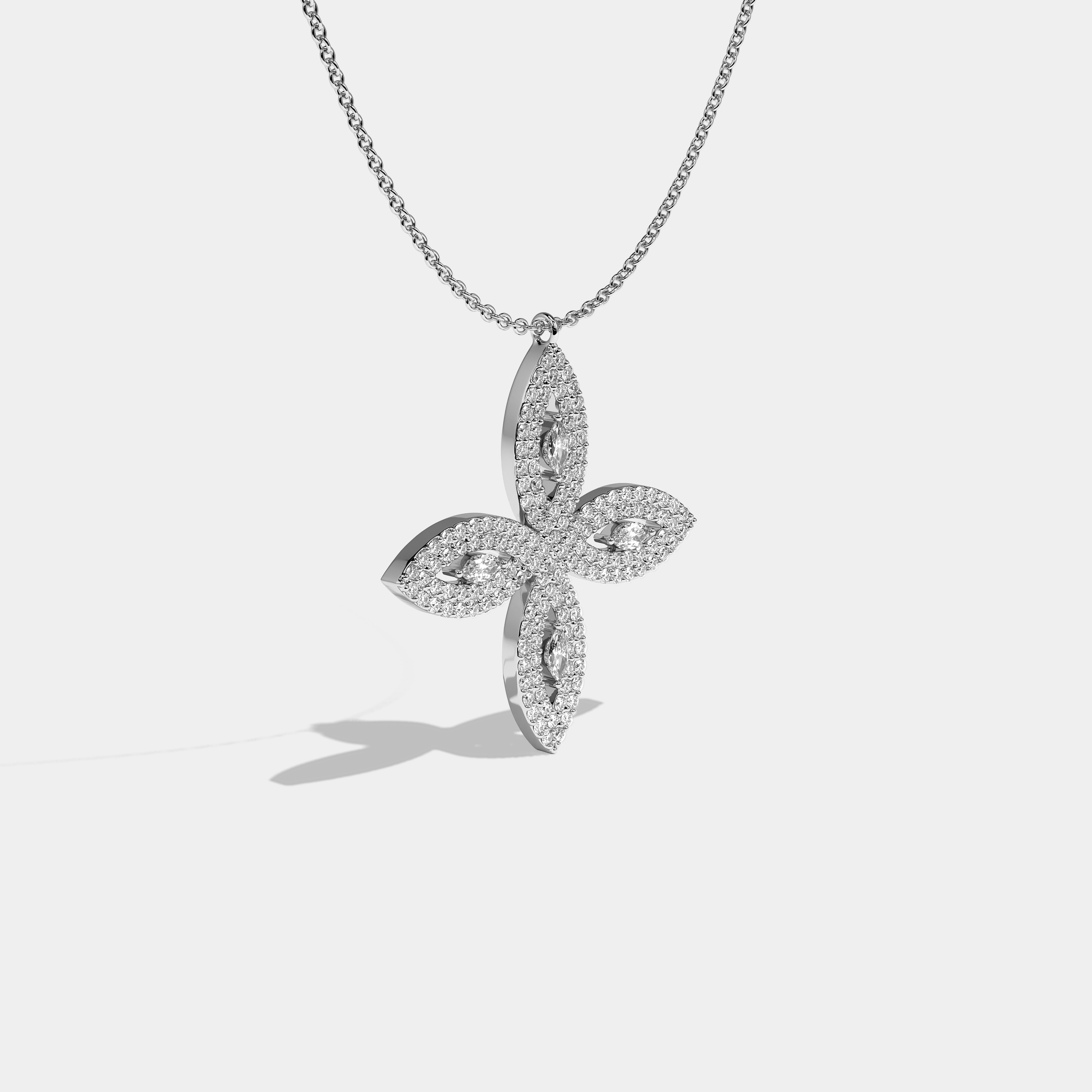 Durjini Sacrifice Diamond Marquise Cut White Gold necklace 5.50ct