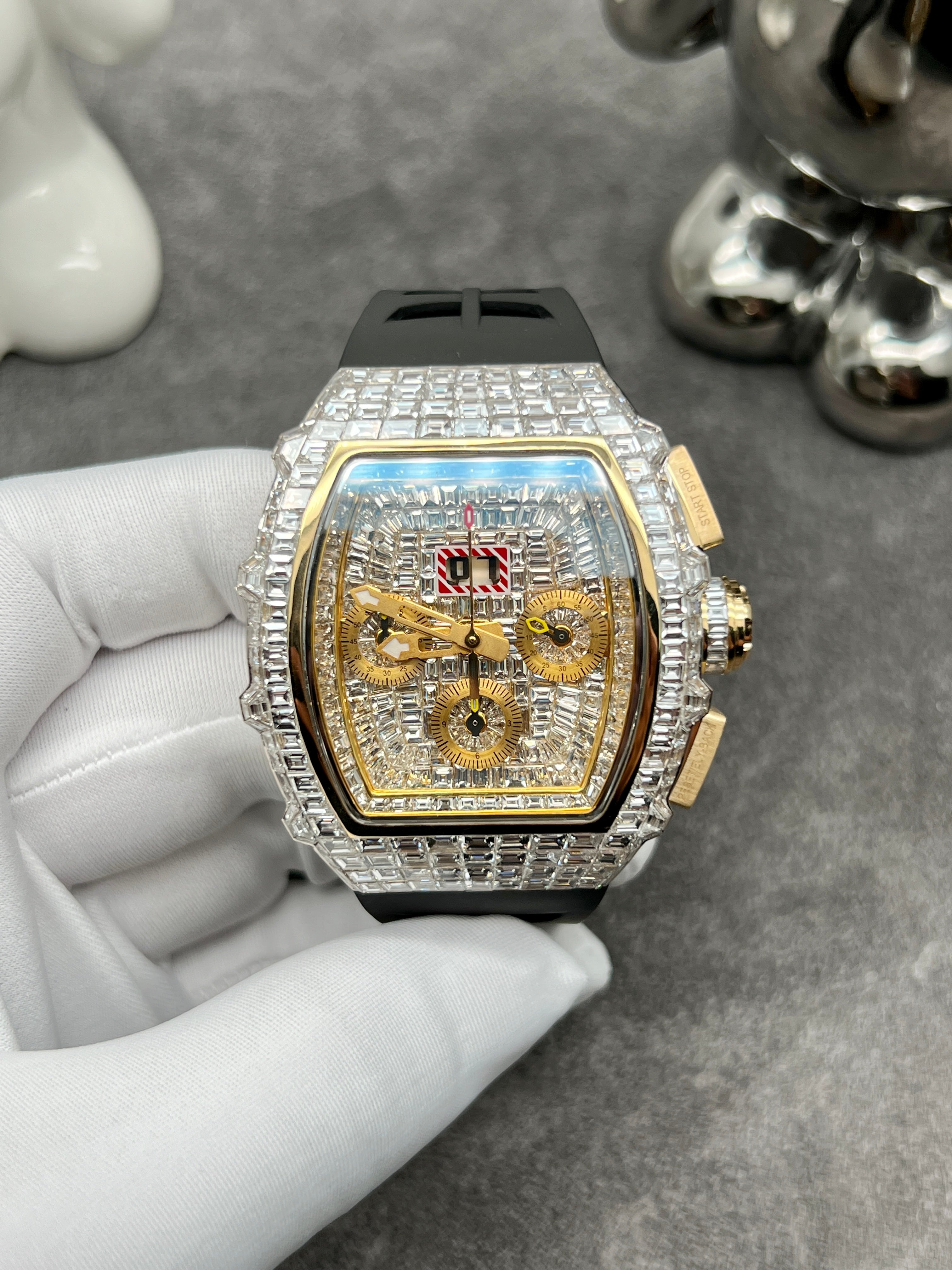 RM 011 Design Iced Out Diamonds Watch