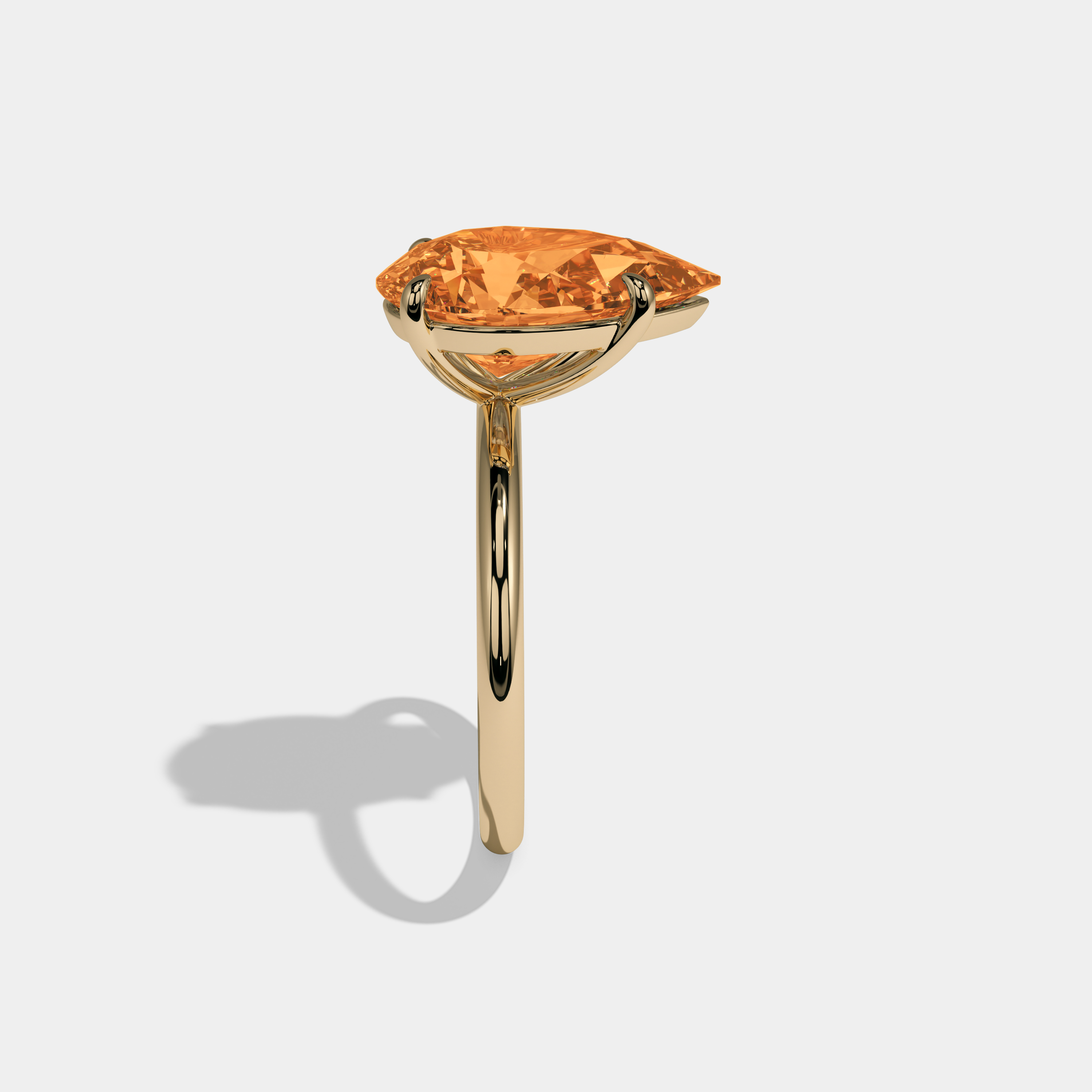 Sophia Fancy Orange Pear Cut Diamond Plain Band Engagement Ring 6ct 18K Yellow Gold