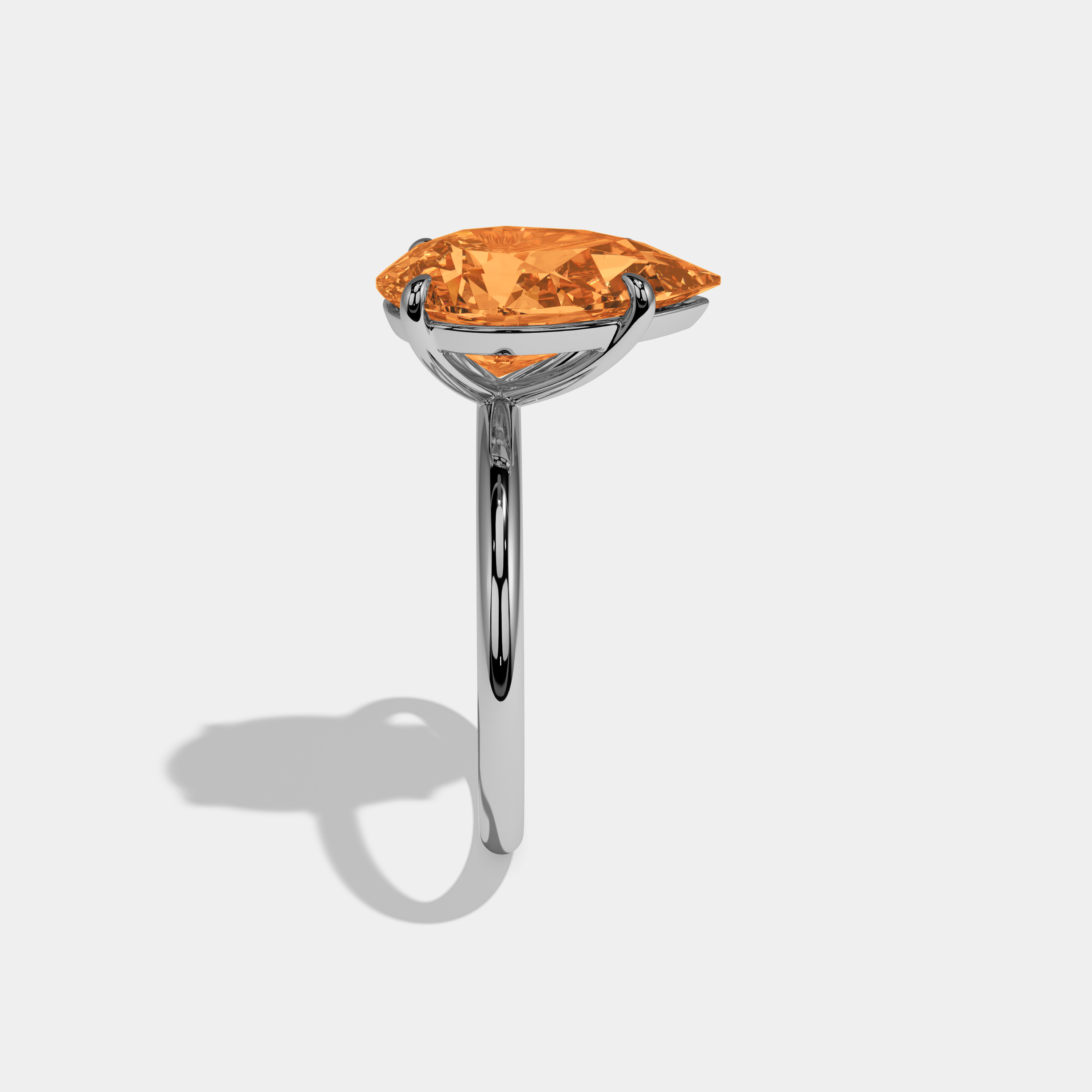 Caroline Fancy Orange Pear Cut Diamond Plain Band Engagement Ring 6ct 18K White Gold