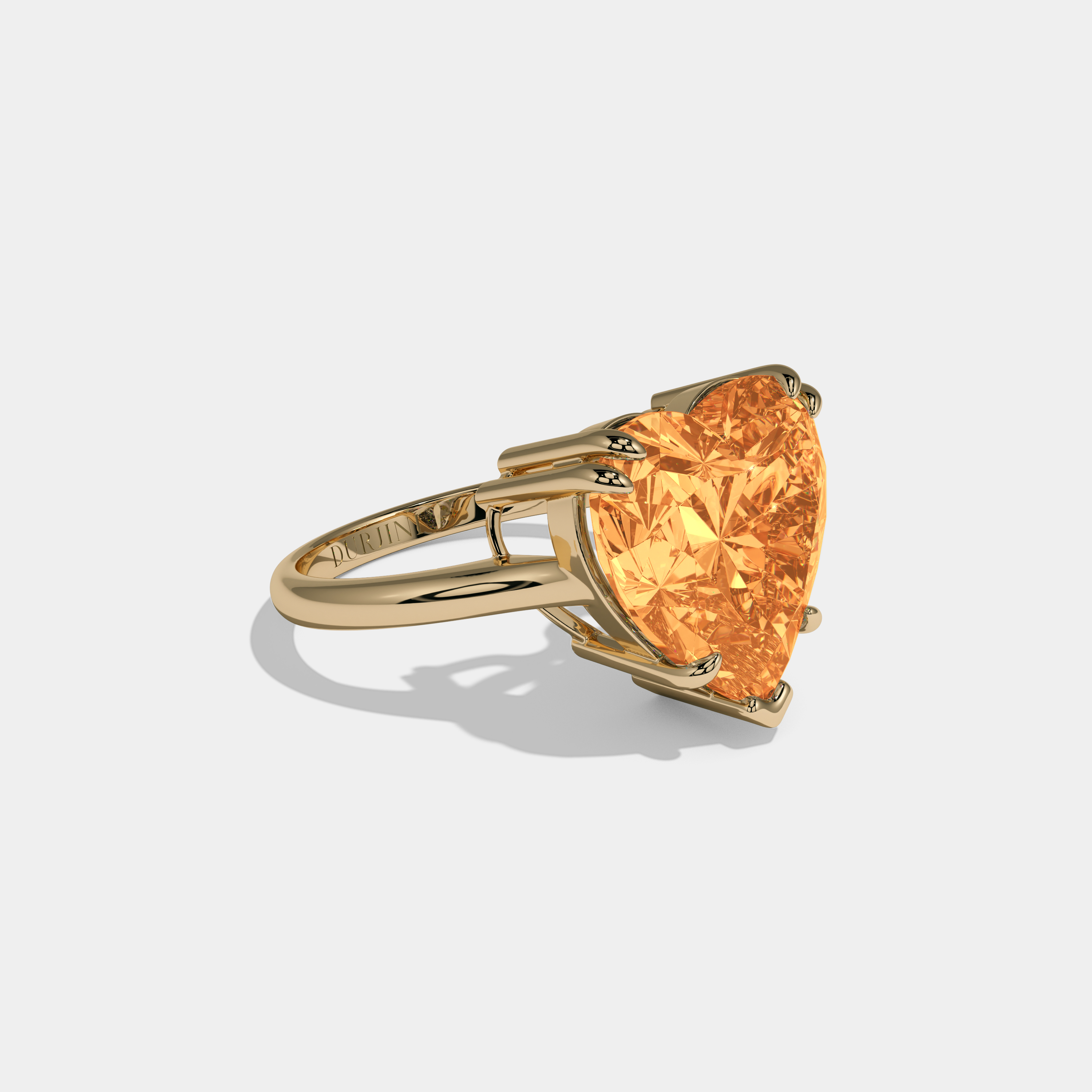 Sophia Fancy Orange Heart Brilliant Cut Diamond Plain Band Engagement Ring 6ct 18K Yellow Gold