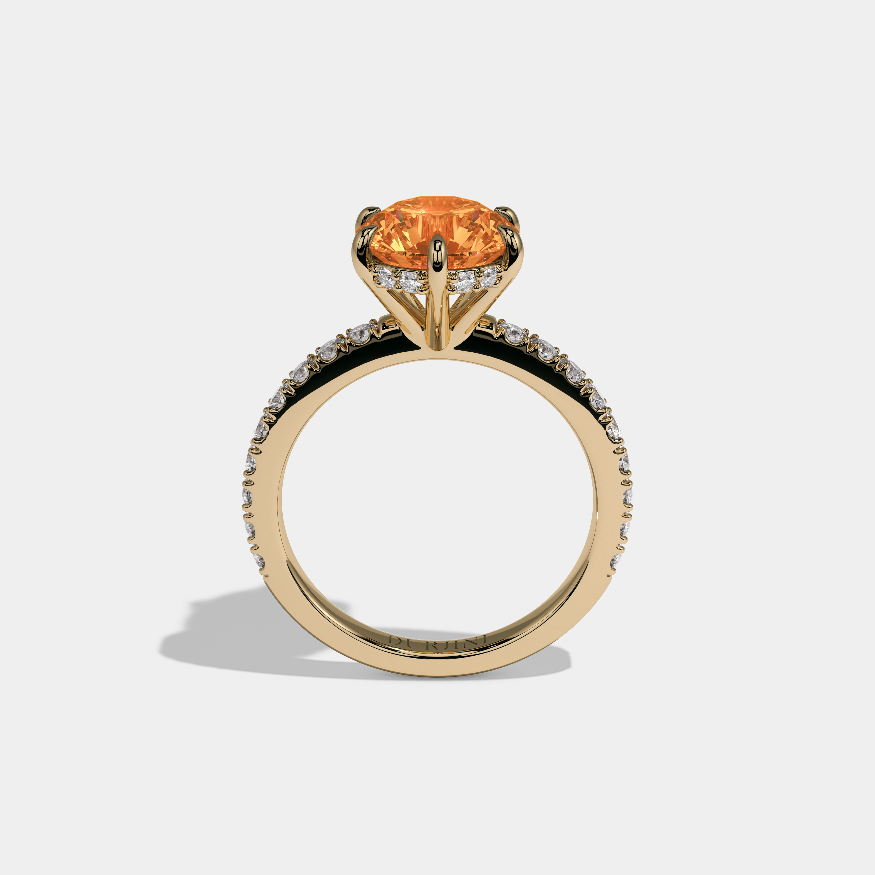 Sophia Fancy Orange Round Brilliant Cut Diamond Band Engagement Ring 6ct 18K Yellow Gold
