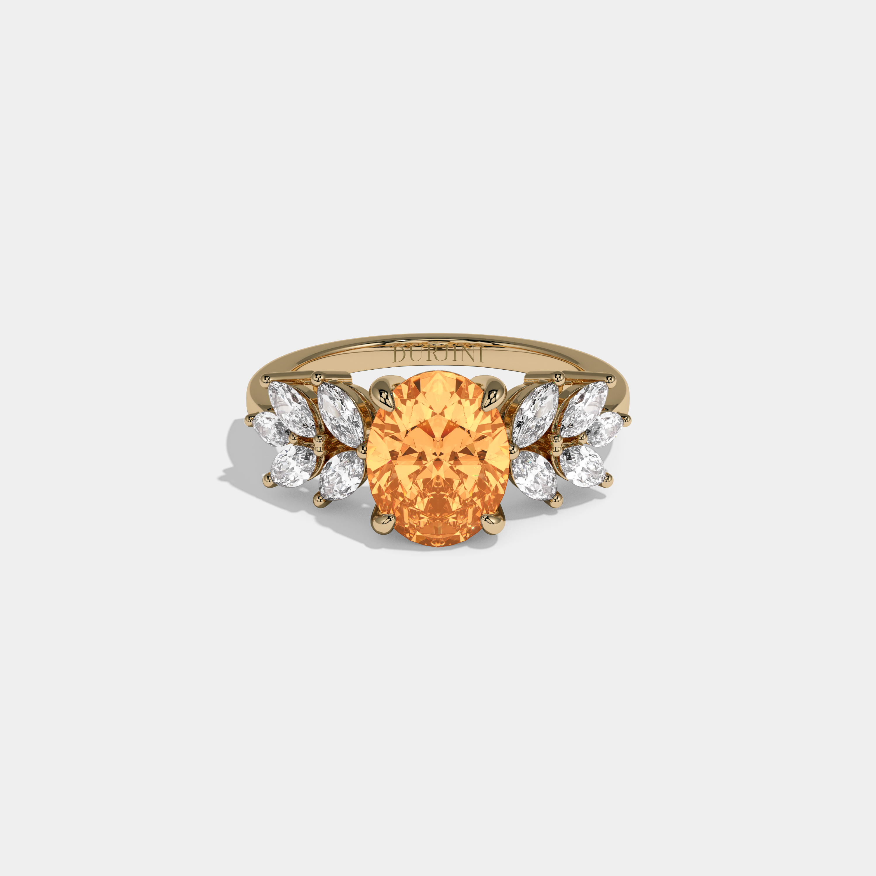 Sophia Fancy Orange Pear Cut Diamond Plain Band Engagement Ring 6ct 18K Yellow Gold