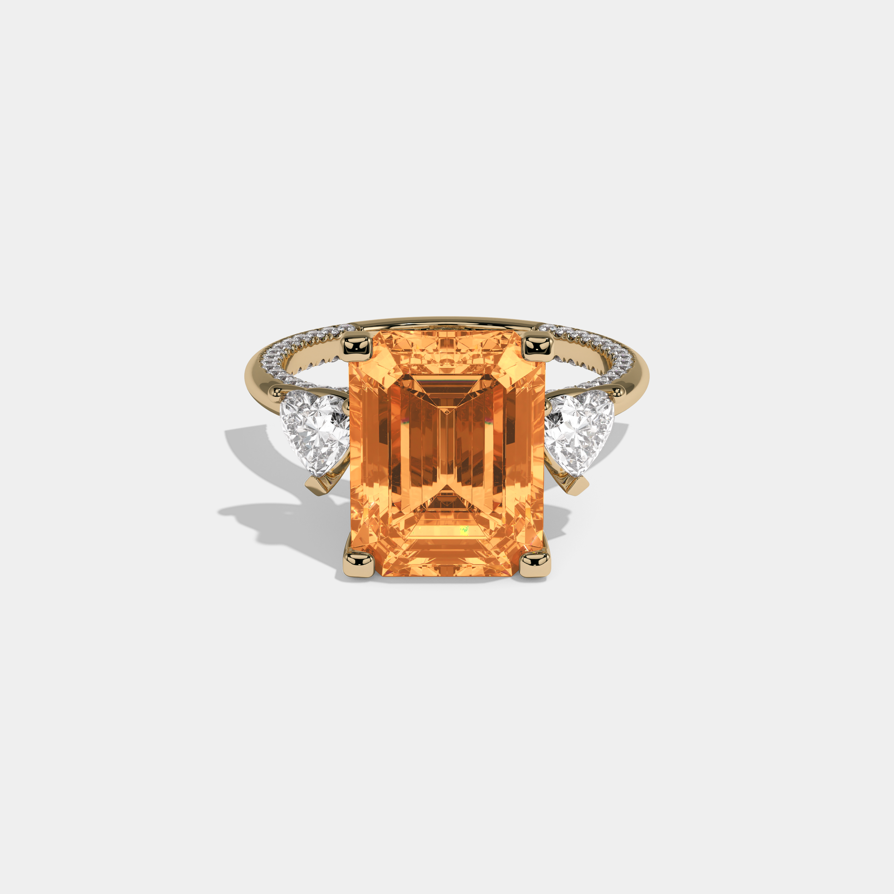 Sophia Fancy Orange Emerald Cut Diamond Hidden Band Engagement Ring 6ct 18K Yellow Gold