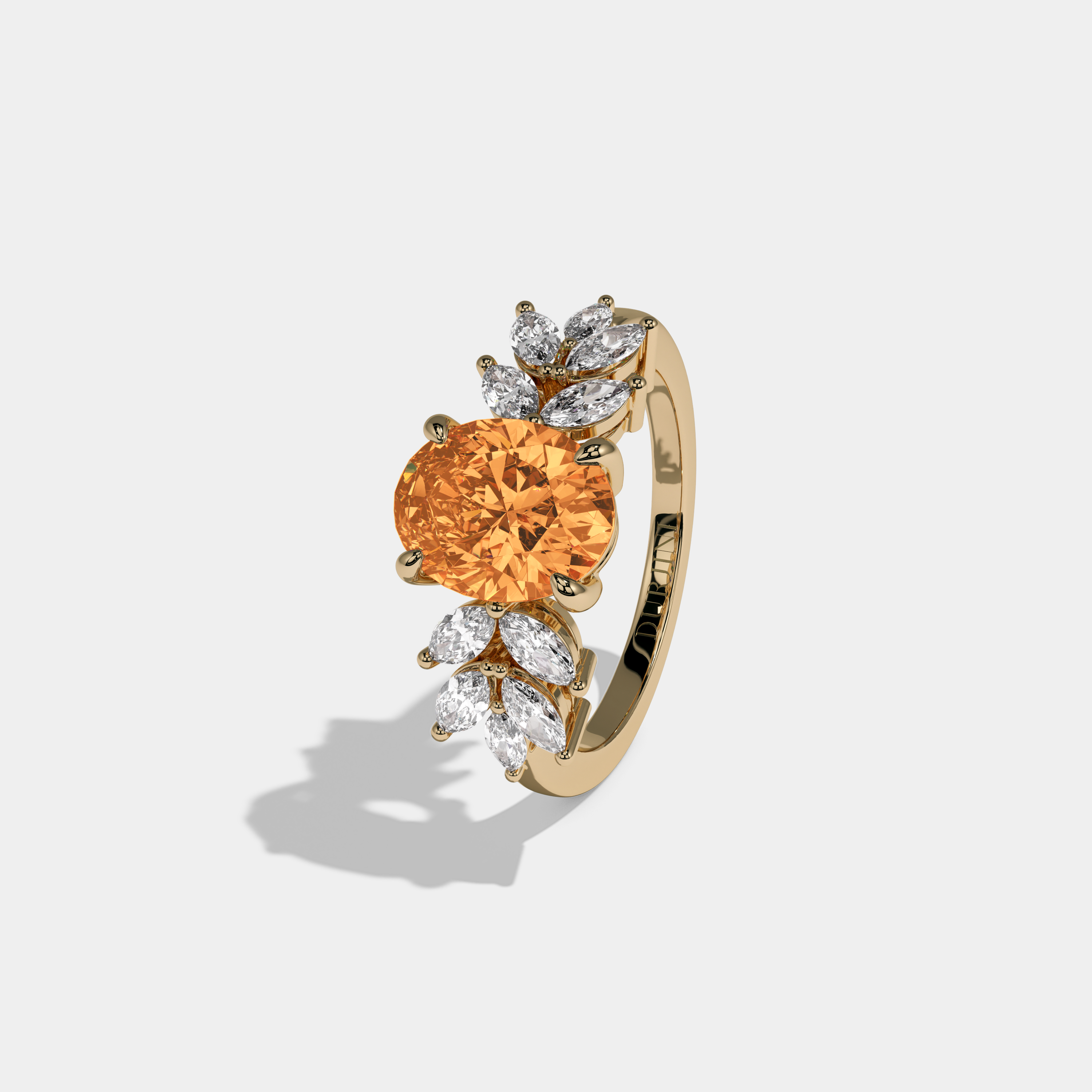 Sophia Fancy Orange Pear Cut Diamond Plain Band Engagement Ring 6ct 18K Yellow Gold