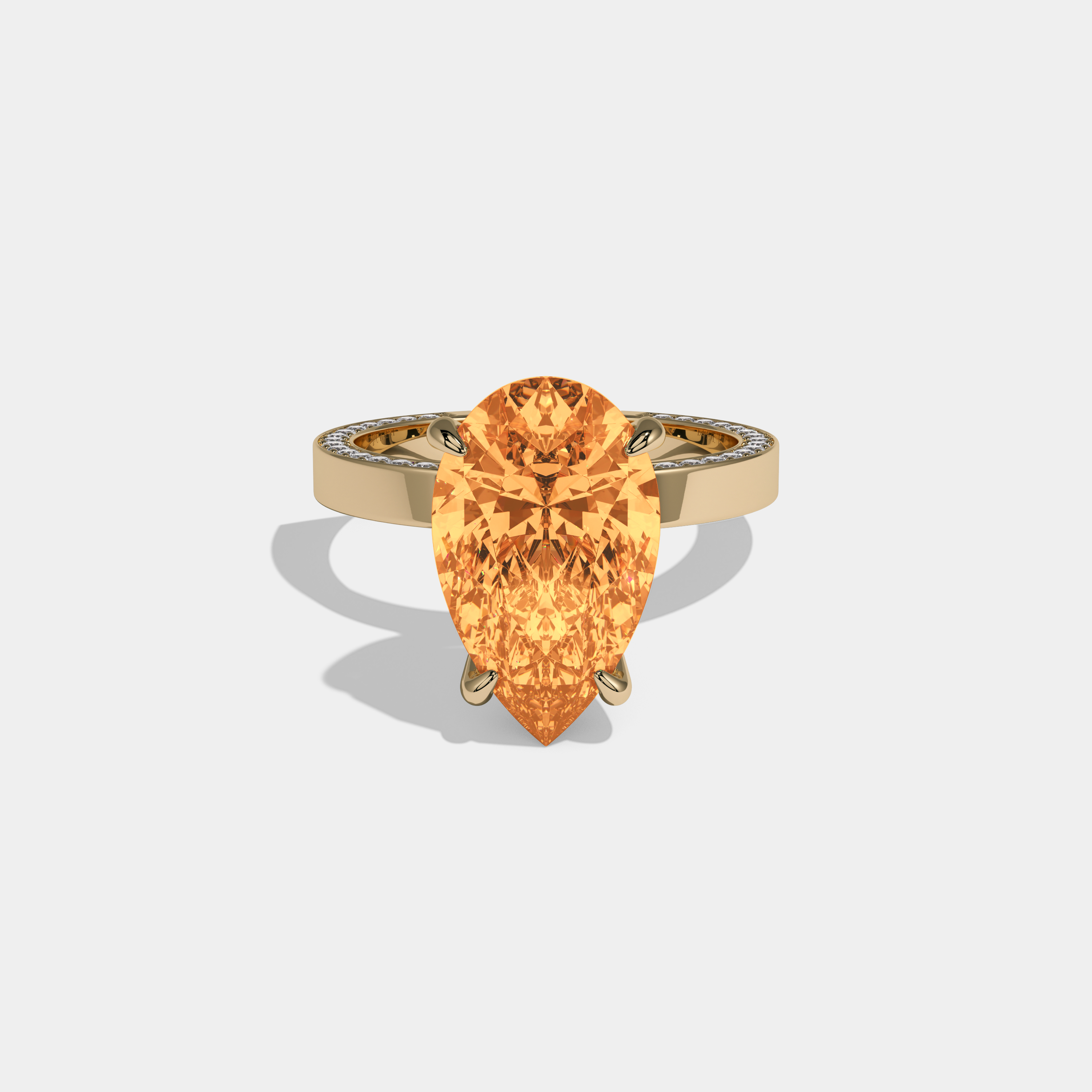 Matilda Fancy Orange Pear Cut Diamond Hidden Band Engagement Ring 6ct 18K Yellow Gold