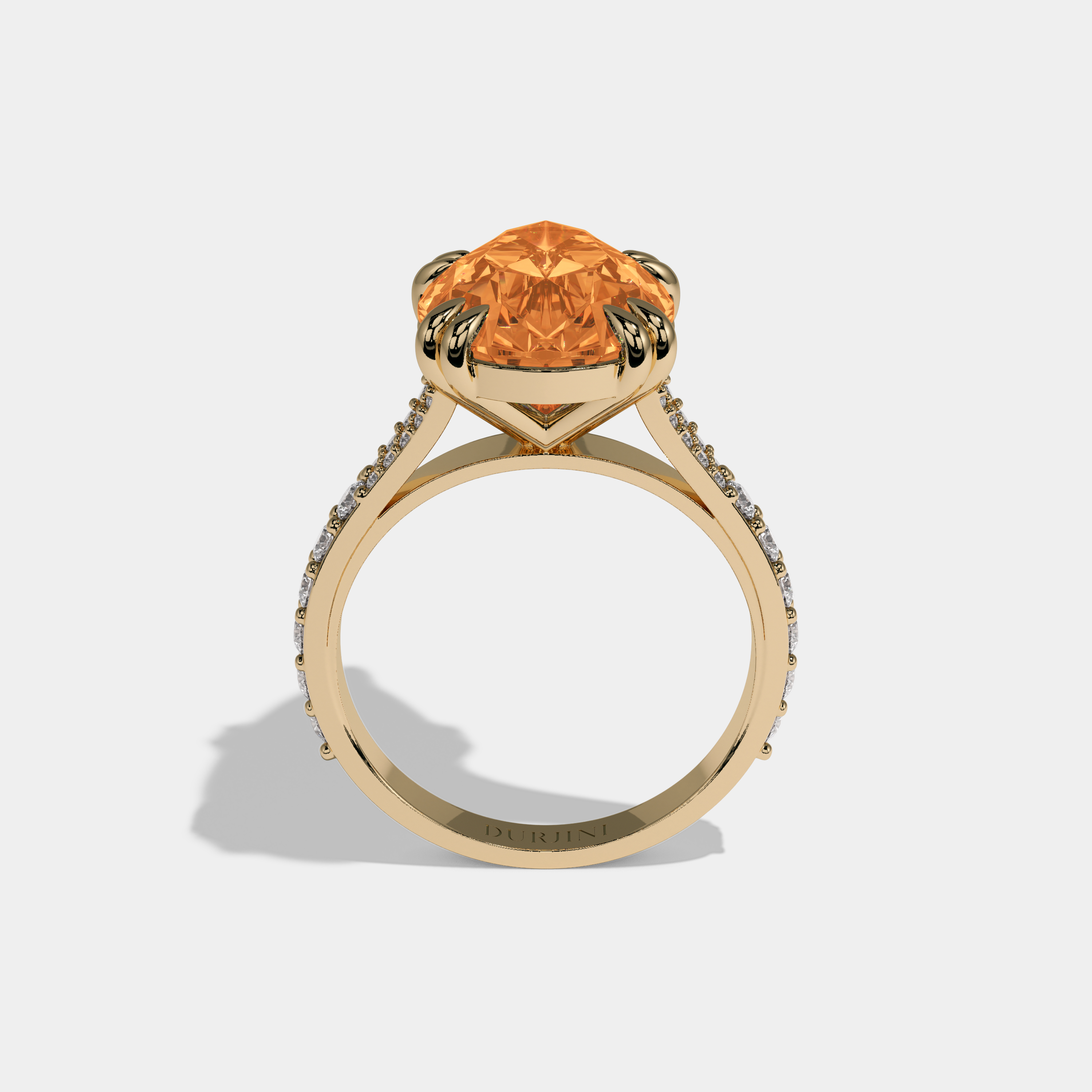 Augusta Fancy Orange Pear Brilliant Cut Diamond Band Engagement Ring 8ct 18K Yellow Gold
