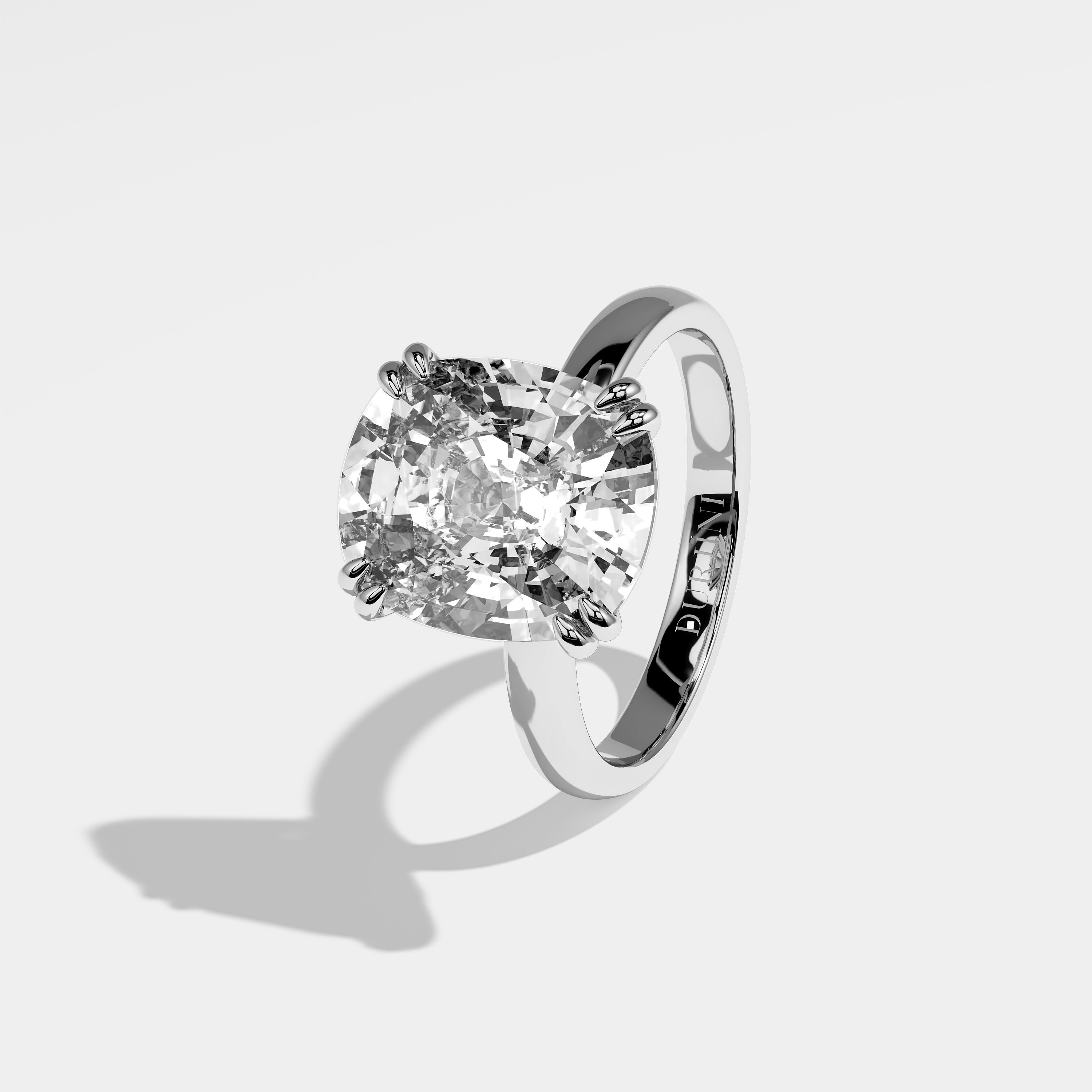 Monaco Diamond Cushion Engagement Ring 18K White Gold 4.00ct
