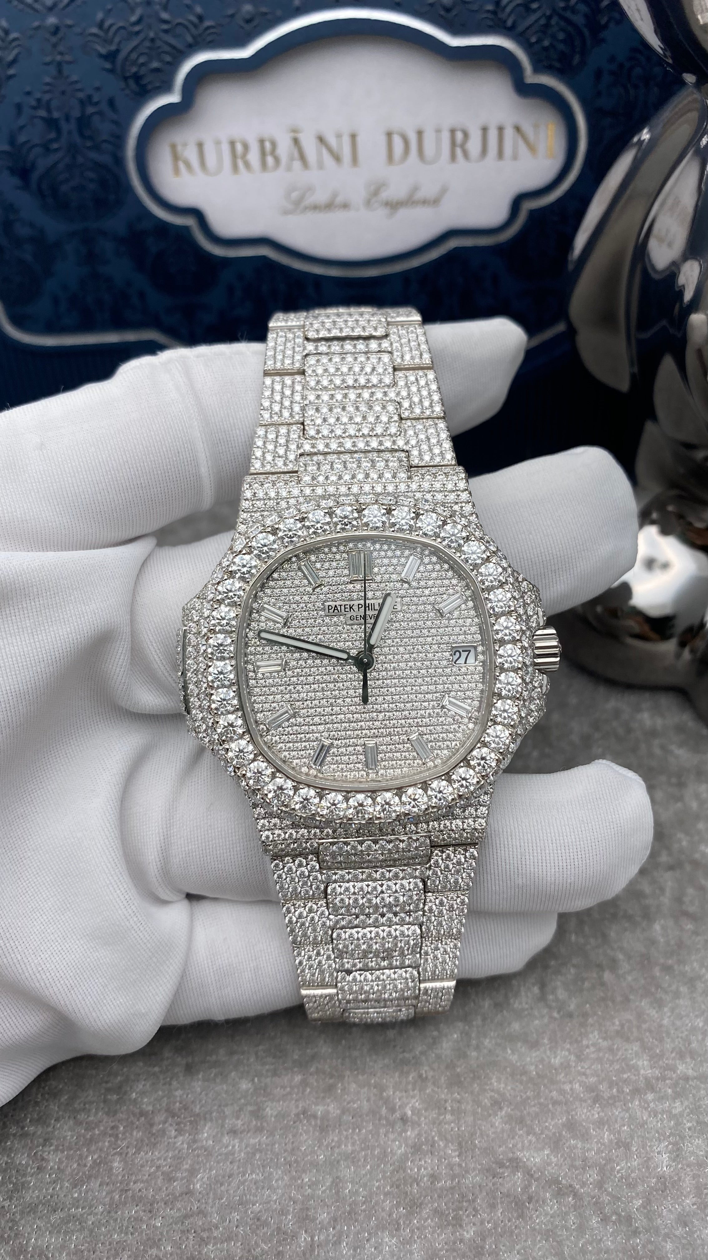 Patek Philippe Nautilus 5711/1A White Gold Pave Set VVS Diamond Watch